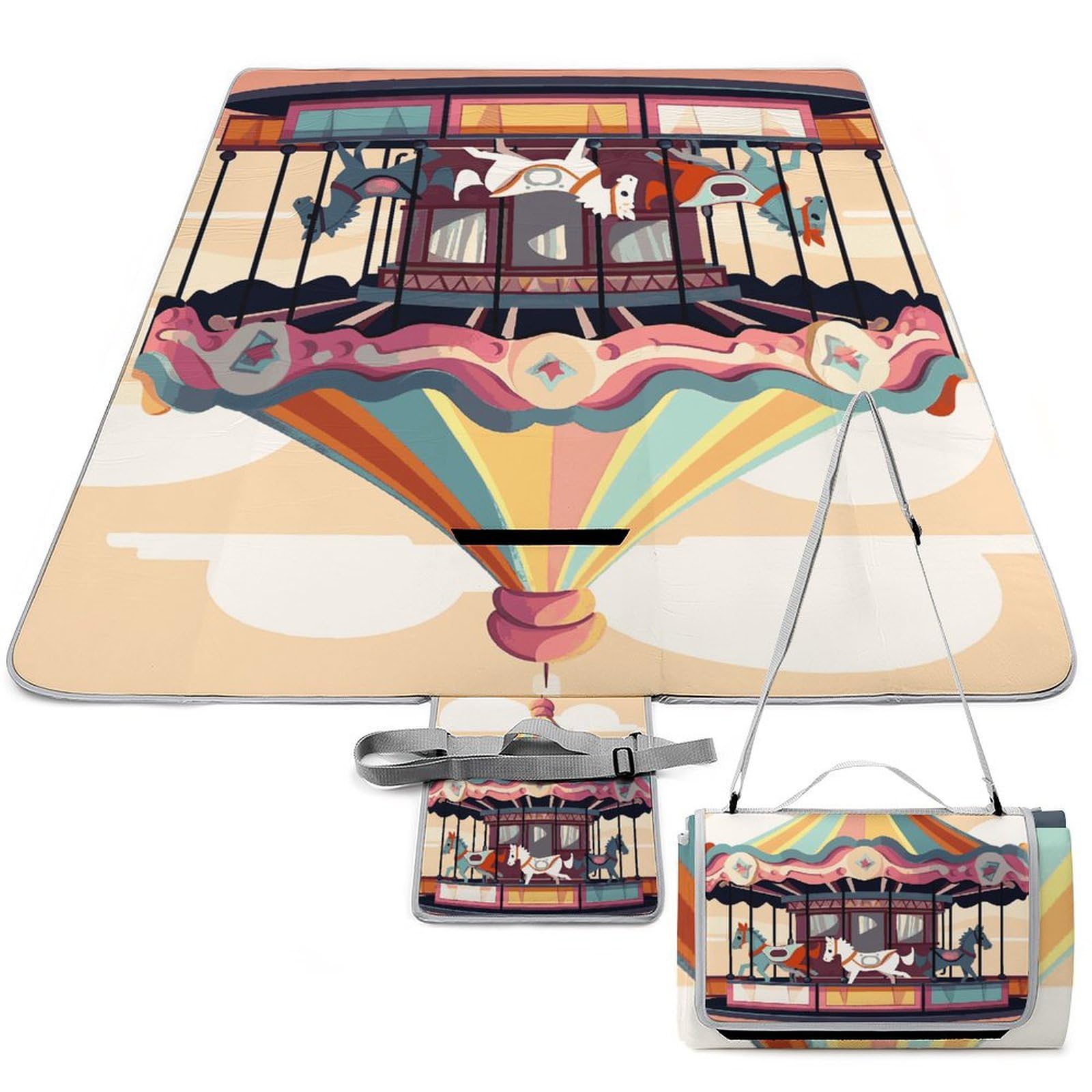 Outdoor Picnic Blankets Waterproof Quick Drying Extra Large Beach Blanket Carousel Picnic Mat for Park Beach Campin