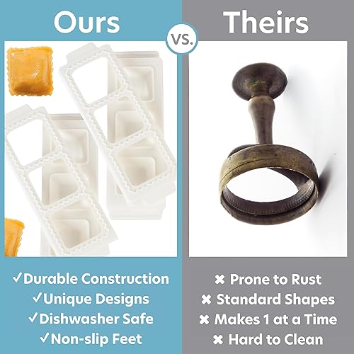 Vista 27 de Mini moldes para ravioles de corazón (2 unidades) - Máquina de pasta rellena casera - Bandeja de 2 piezas y prensa para hacer 8 raviolis rellenos a