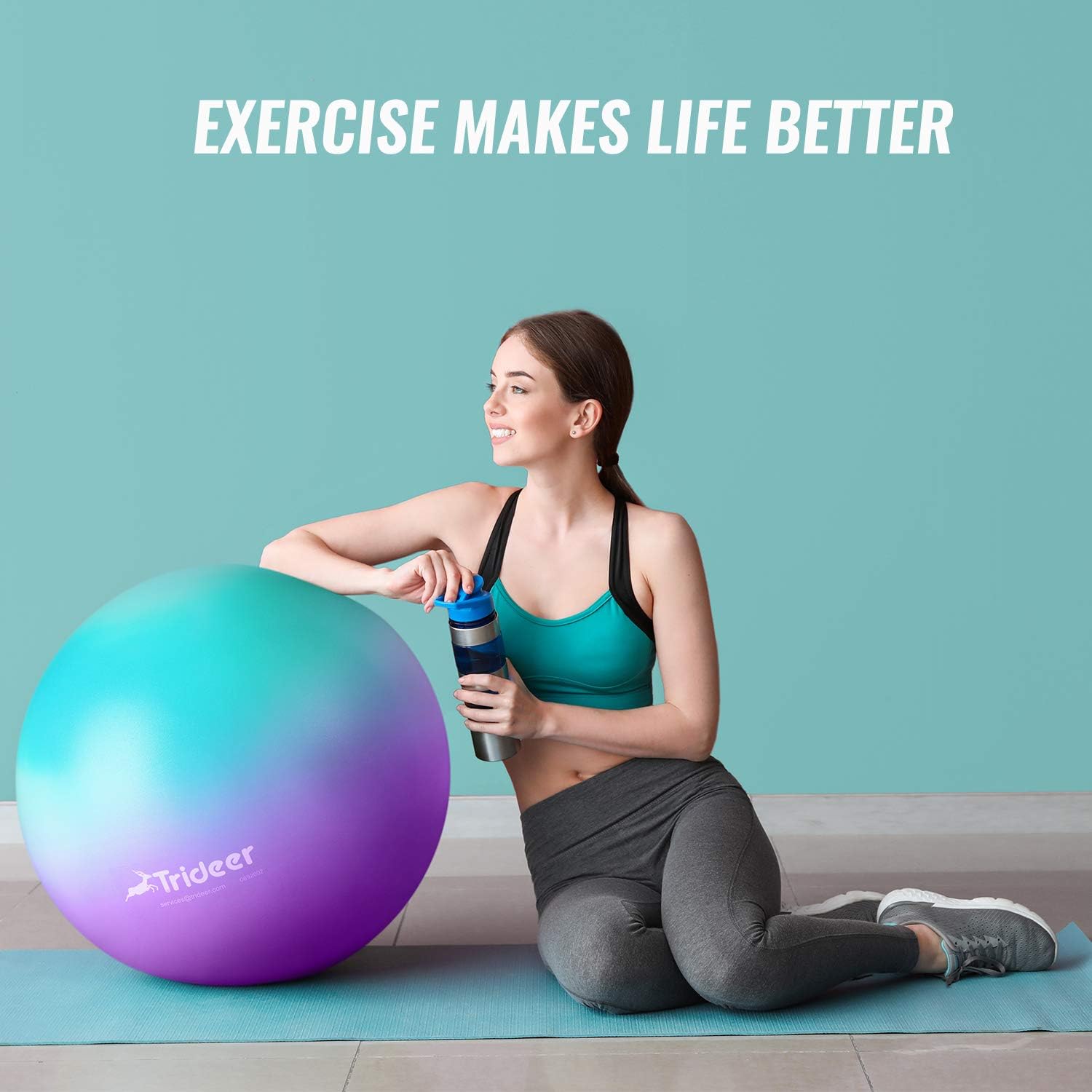 Trideer Exercise Ball, Dreamy - Color Yoga Ball for Home Gym & Desk Chair - Fitness, Yoga & Physical Therapy, with Quick Pump ( 45cm & 55cm & 65cm ): Sports & Outdoors