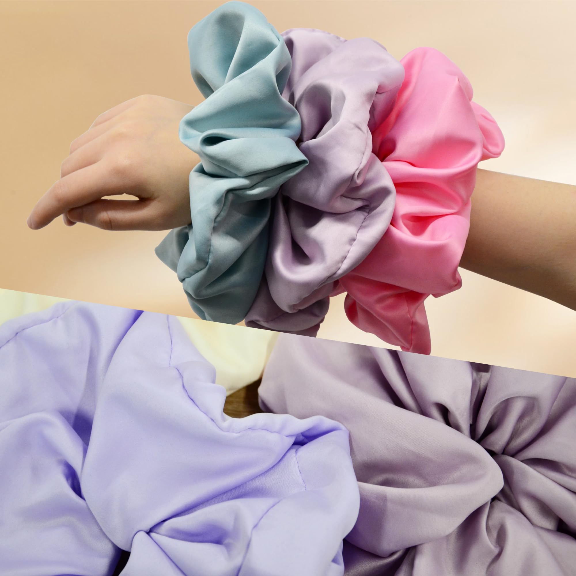 XXXL-Large Jumbo Satin Scrunchies - 18 Colors Oversized Hair Ties for Women Amazon.com : BreodyEco Oversized XXXL Jumbo Satin Hair  main image 3