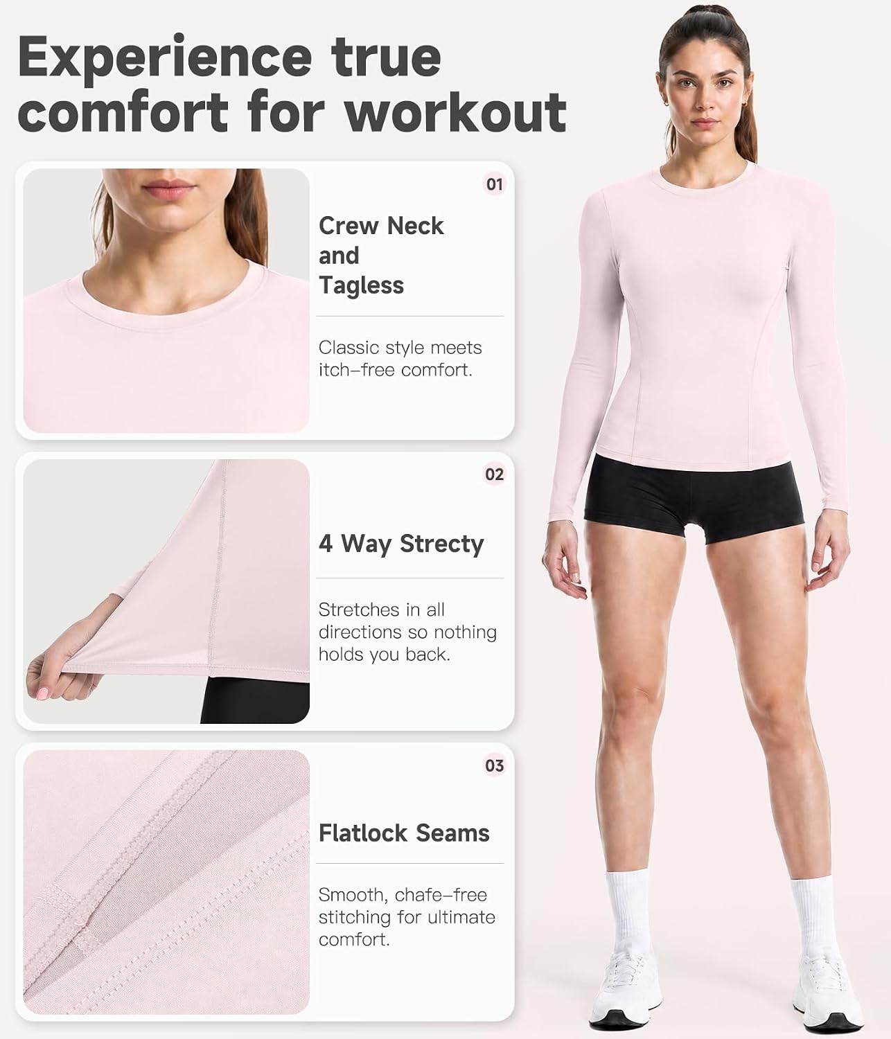 Women Long Sleeve Compression Sun Shirts Workout Athletic Underscrubs Top | Upf 50+ breathable uv protection spf rash guard, moisture wicking dry fit cooling undershirt for gym running swim