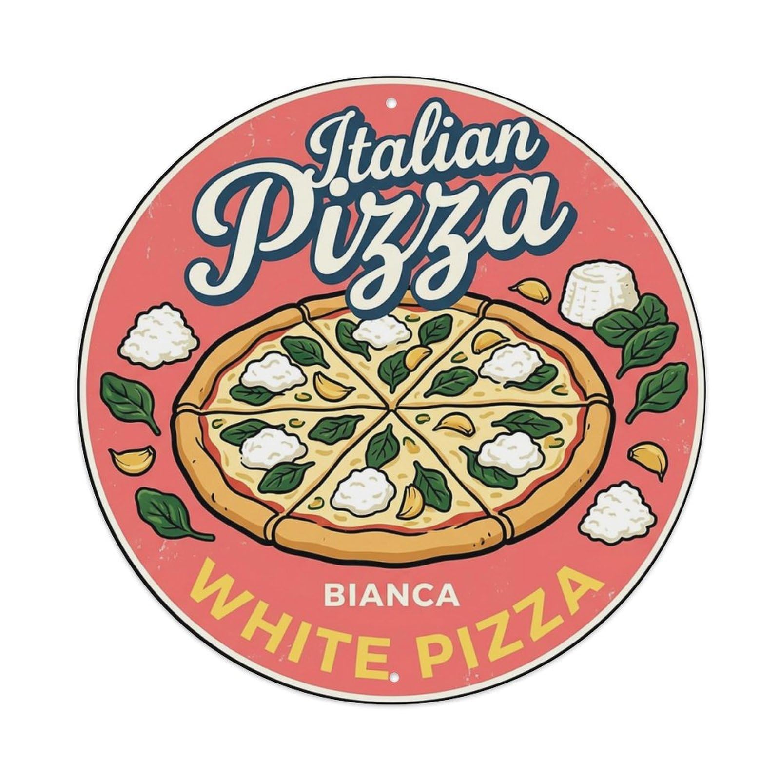 Huiyhb 8X8inch(20X20cm) Vintage Pizza Slice Italian Traditional Cuisine Ricotta Metal Tin Sign