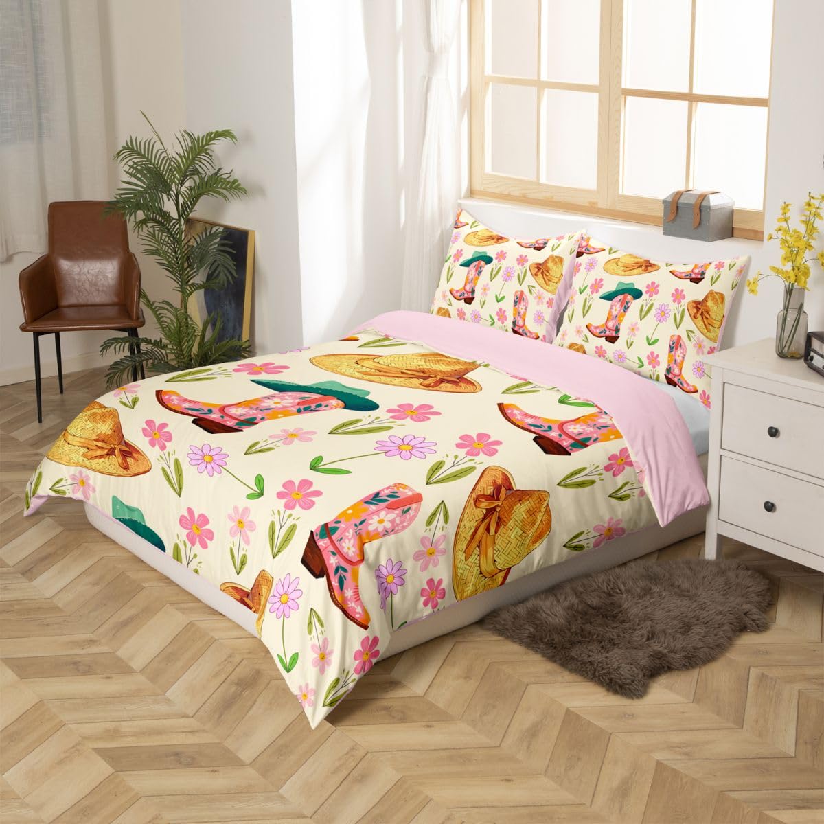 Homewish Western Cowboy poszewka na kołdrę super king kwiatowy zestaw pościeli retro dom wiejski poszewka na kołdrę kowbojskie buty zachodni kapelusz zestawy łóżek