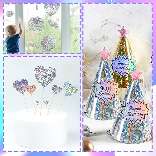 Miniatura 6 de Cinvo Paquete de 30 tarjetas holográficas metálicas brillantes iridiscentes A4 gruesas hojas de papel de espejo para tarjetas, álbumes de recortes,