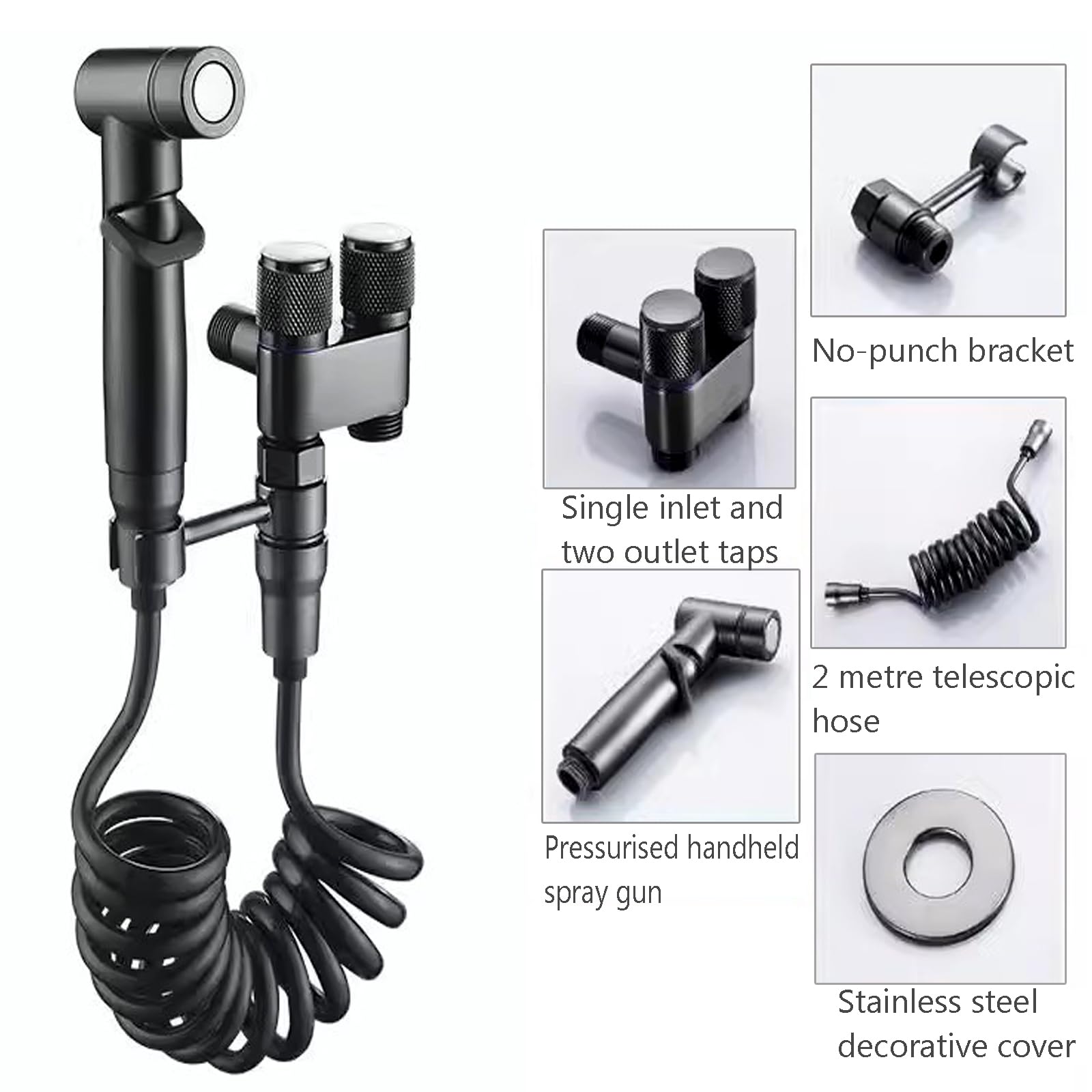 Grifo Bidet Para, Duchas Higienicas Para, Vide Portatil Para, Equipado Con 2 Metros De Manguera, Adecuado Para Duchas Musulmanas, Higiene Personal, Baño De Mascotas (Gris-01)