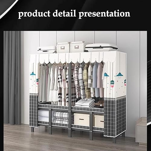 Miniatura 7 de large closets Portable Wardrobe Closet Thicken Metal Folding Clothes Closet Saves Space Closets for Bedroom with Hanging Rods Closet Space-saving