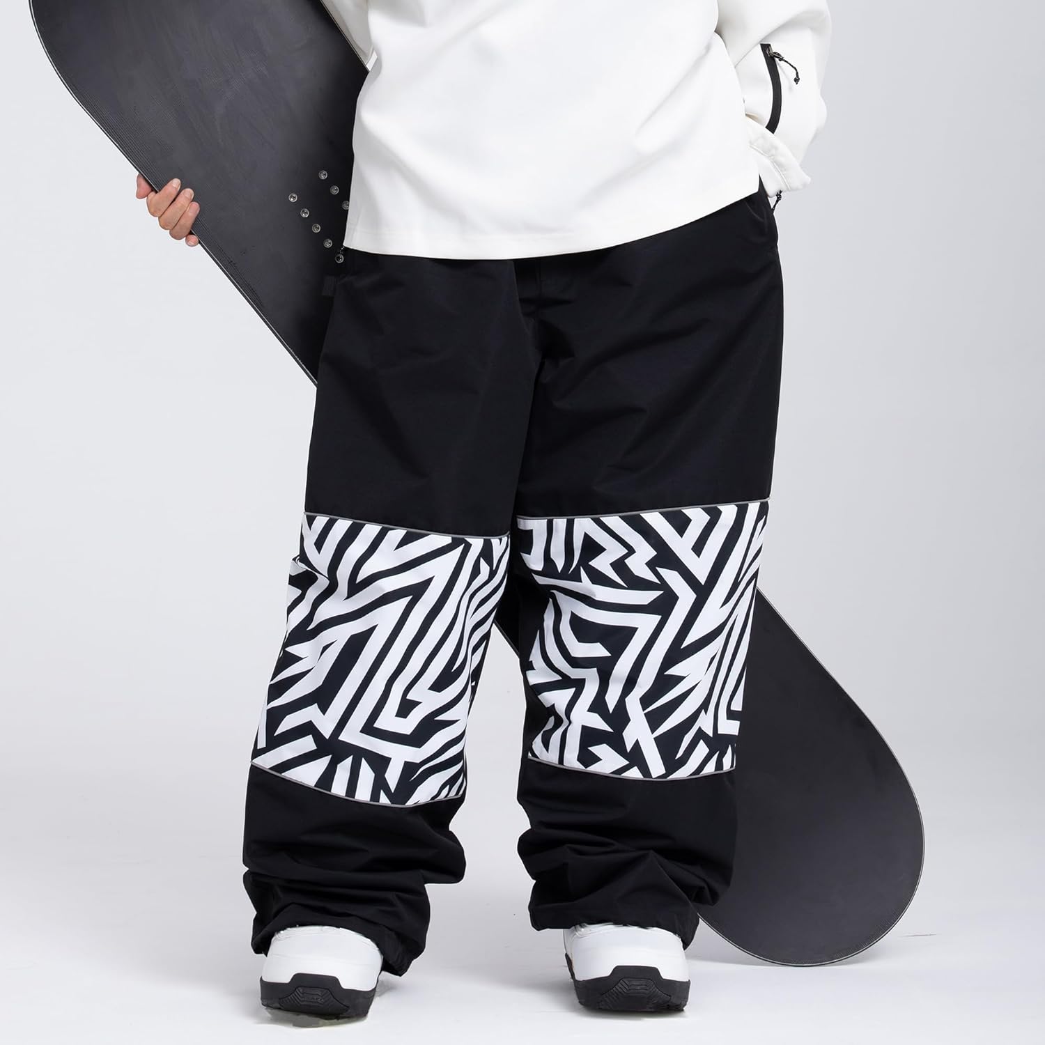 SNOWVERB Women Men Ski Baggy Cargo Knee Reflective Graphic Panel Casual Snow Pants Waterproof Loose Fit Snowboard Pants - Image 2