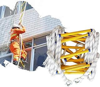 Fire Escape Ladder, Emergency Fire Escape Ladder, Portable Safety Rope Ladde Flame Resistant Nylon Soft Ladder with Hooks Home Climbing Engineering Ladder Fast to Deploy from Window and Balcony