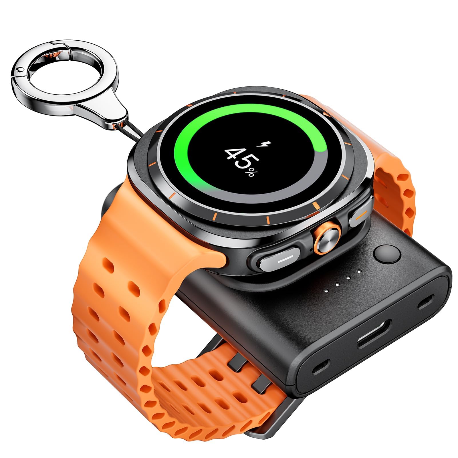 Phelinta Portable Charger for Samsung Watch 8/8 Classic/Ultra (2025)/7/Ultra/FE/6/6 Classic/5/5 Pro/4/4 Classic/3/Active 2, 1800mAh Watch Charger with Keychain