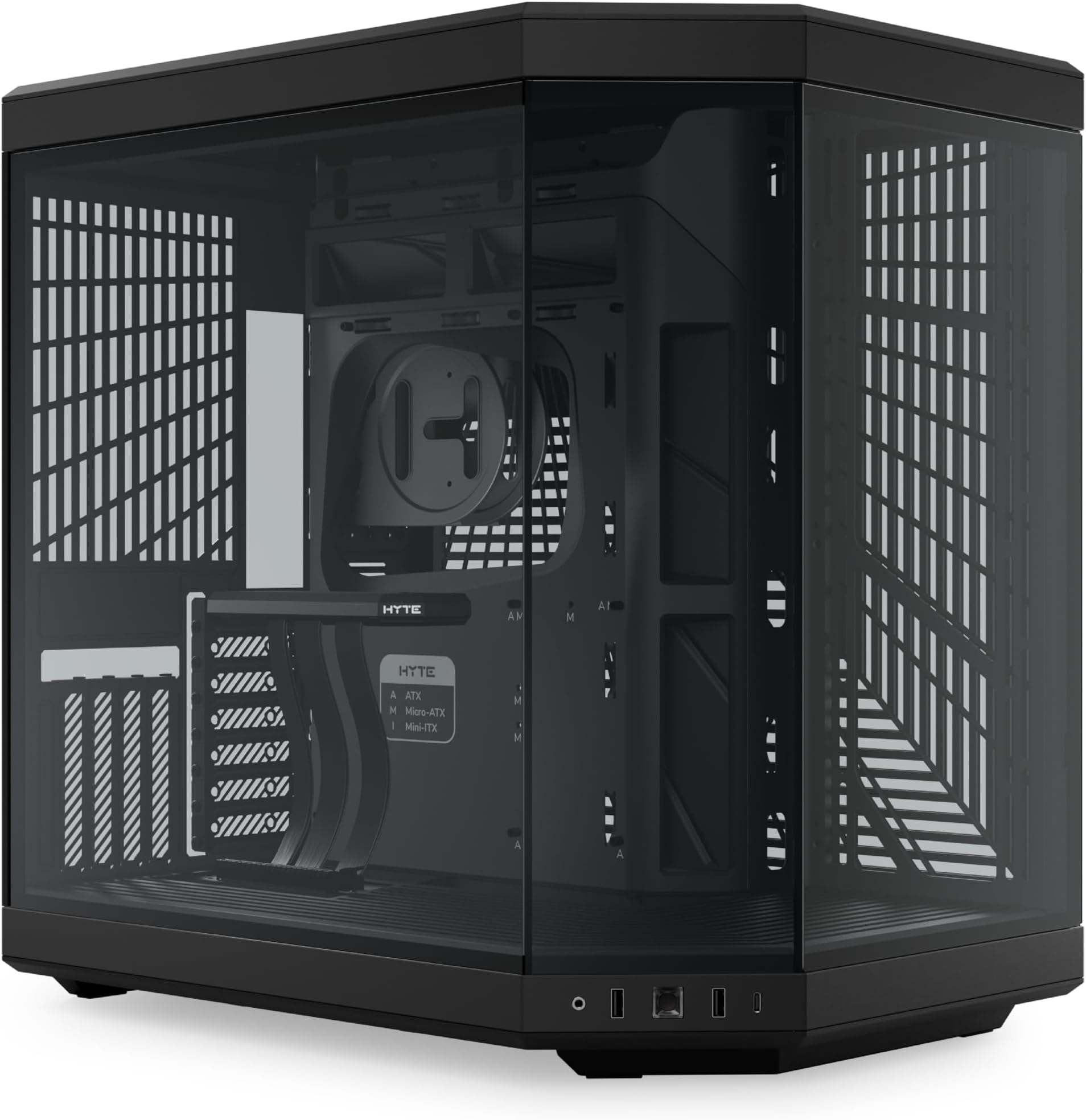 Hyte Y70 Upgraded Modern Aesthetic Dual Chamber Panoramic Tempered Glass Mid-Tower ATX Computer Gaming Case with PCIE 4.0 Riser Cable Included, Black (CS-HYTE-Y70-B)