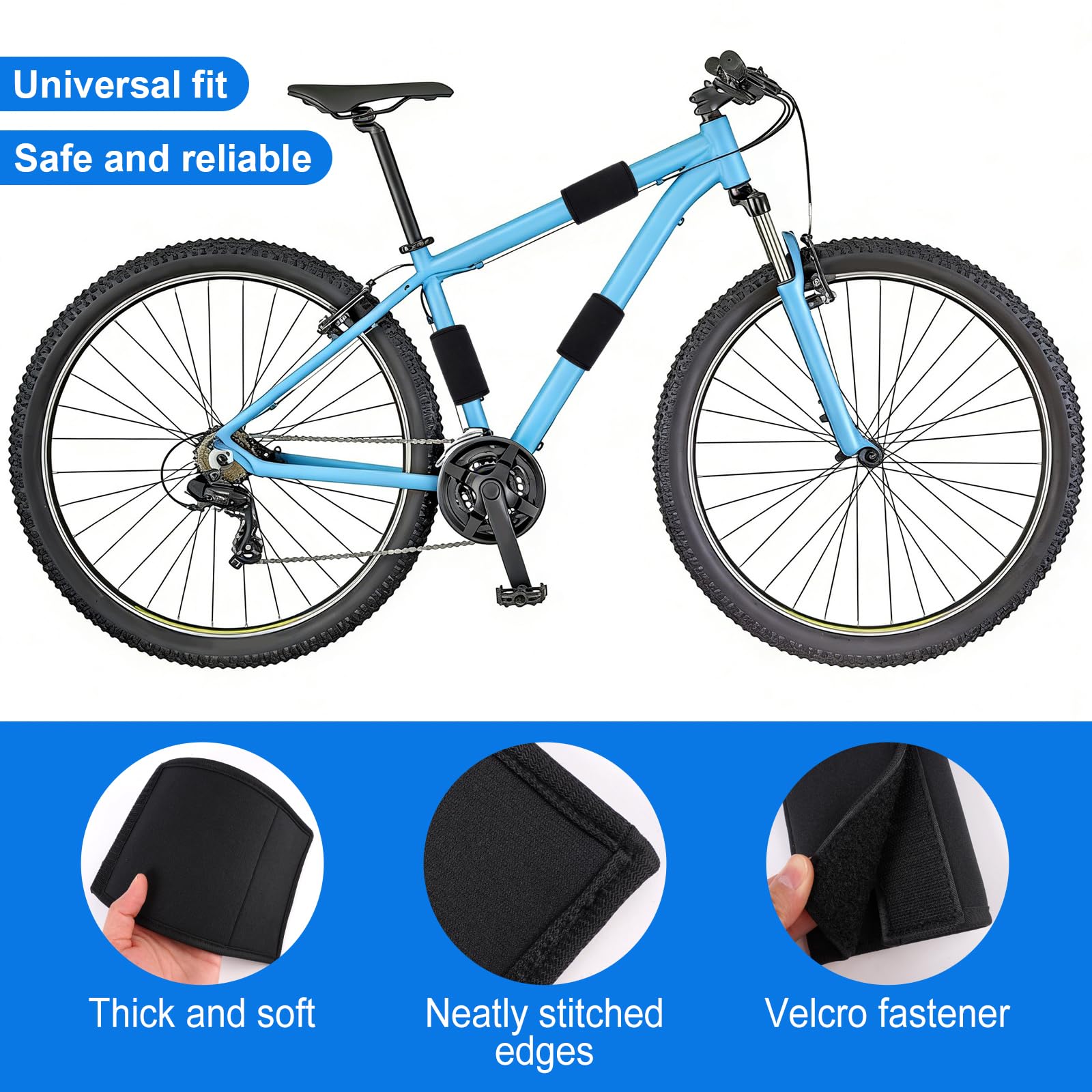 Kit De Protection De Cadre Vélo – 4 Tailles S / M / XL / XXL – Néoprène Noir – Fixation Velcro Anti-rayures – Pour Cadre Carbone Ou Aluminium – Protection Transport Et Antivol – Compatible Tous Vélos (ville, Route, VTT)