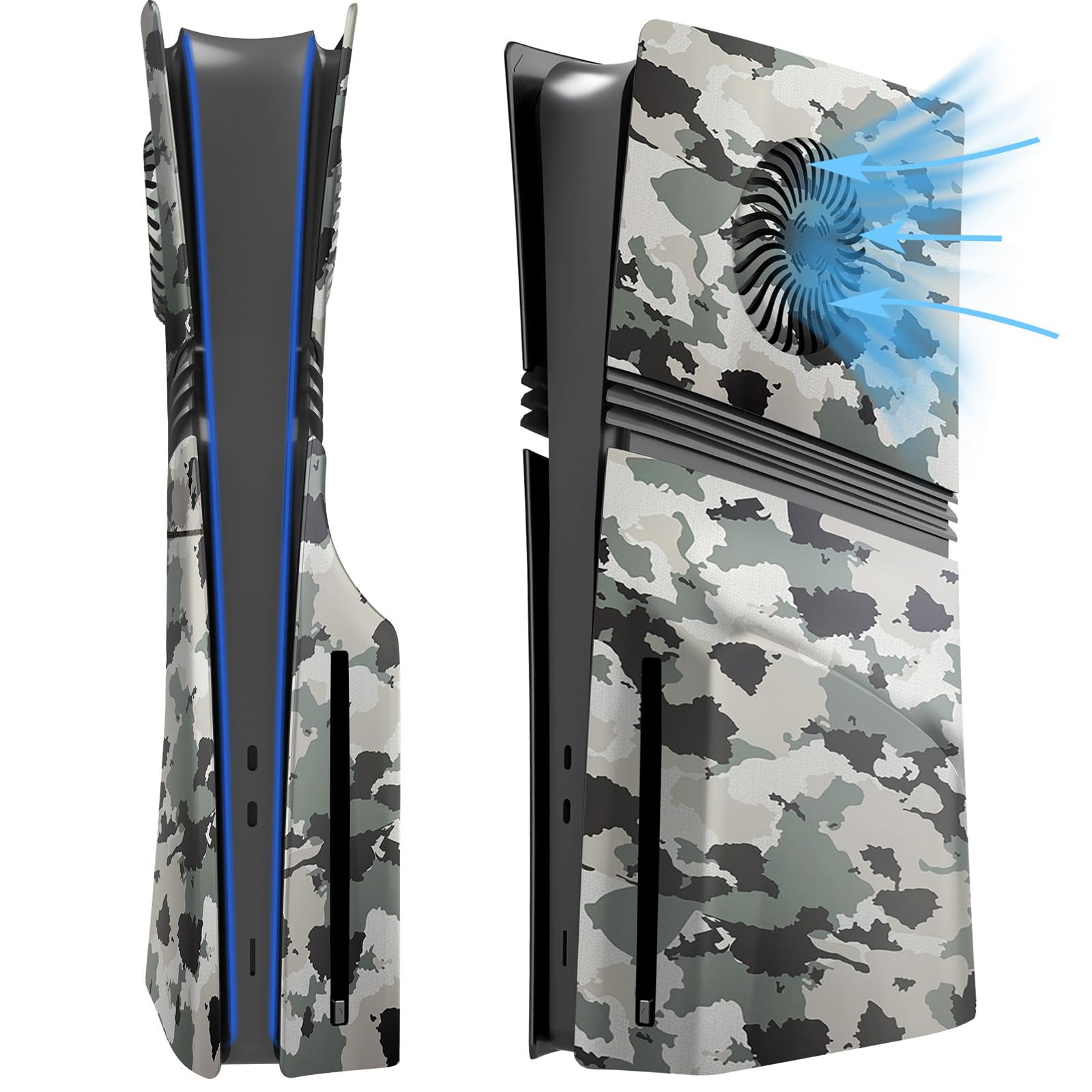 Placche di copertura per PS5 Pro Disc Edition, custodia di ricambio con prese d'aria di raffreddamento traspiranti, buon pannello di dissipazione del calore, guscio in ABS personalizzato per console