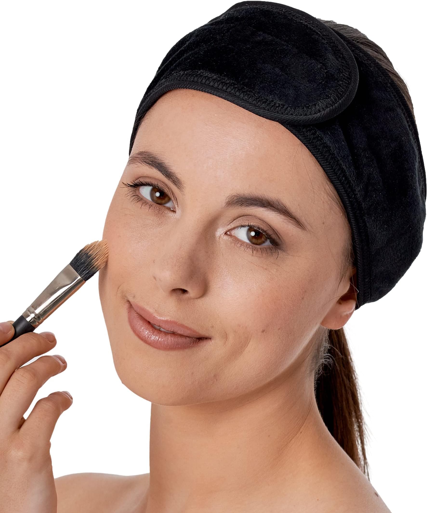 Brook + Bay Spa Headband for Washing Face - Makeup & Skincare Face Wash Head Band - Face Mask Towel Terry Hair Band for Women - Black