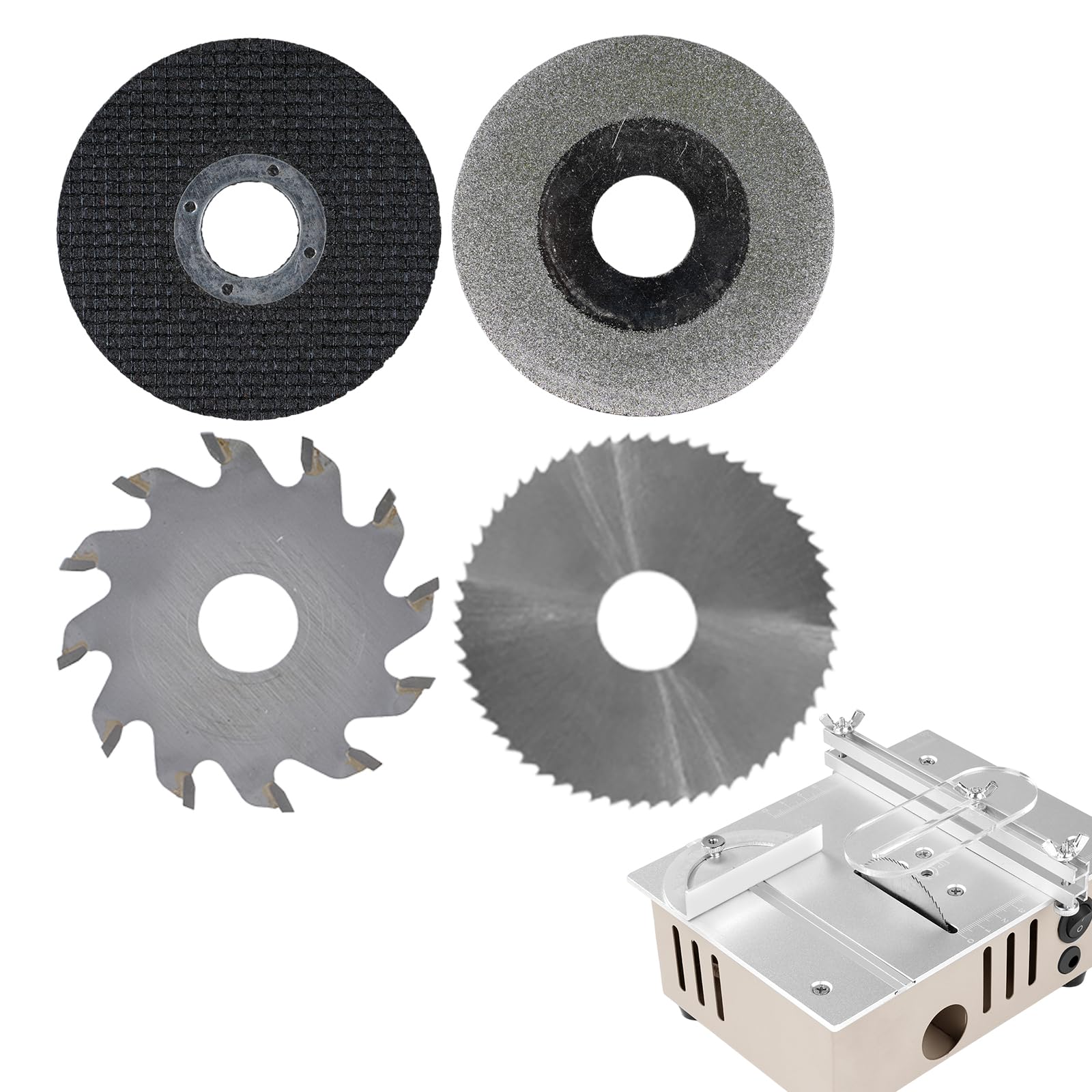 Risegun Mini Circular Saw Blades, Carbide Tungsten Cutting Disc for Wood, 4pcs Angle Grinder Saw Blade Set, DIY Power Tools, for DIY Small Table Saws