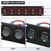 Vista 5 de Panel de interruptor basculante de 6 bandas, panel de interruptor de palanca redondo de 12 V, 3 pines, luz LED azul, 12 voltios CC 20 A, interruptor