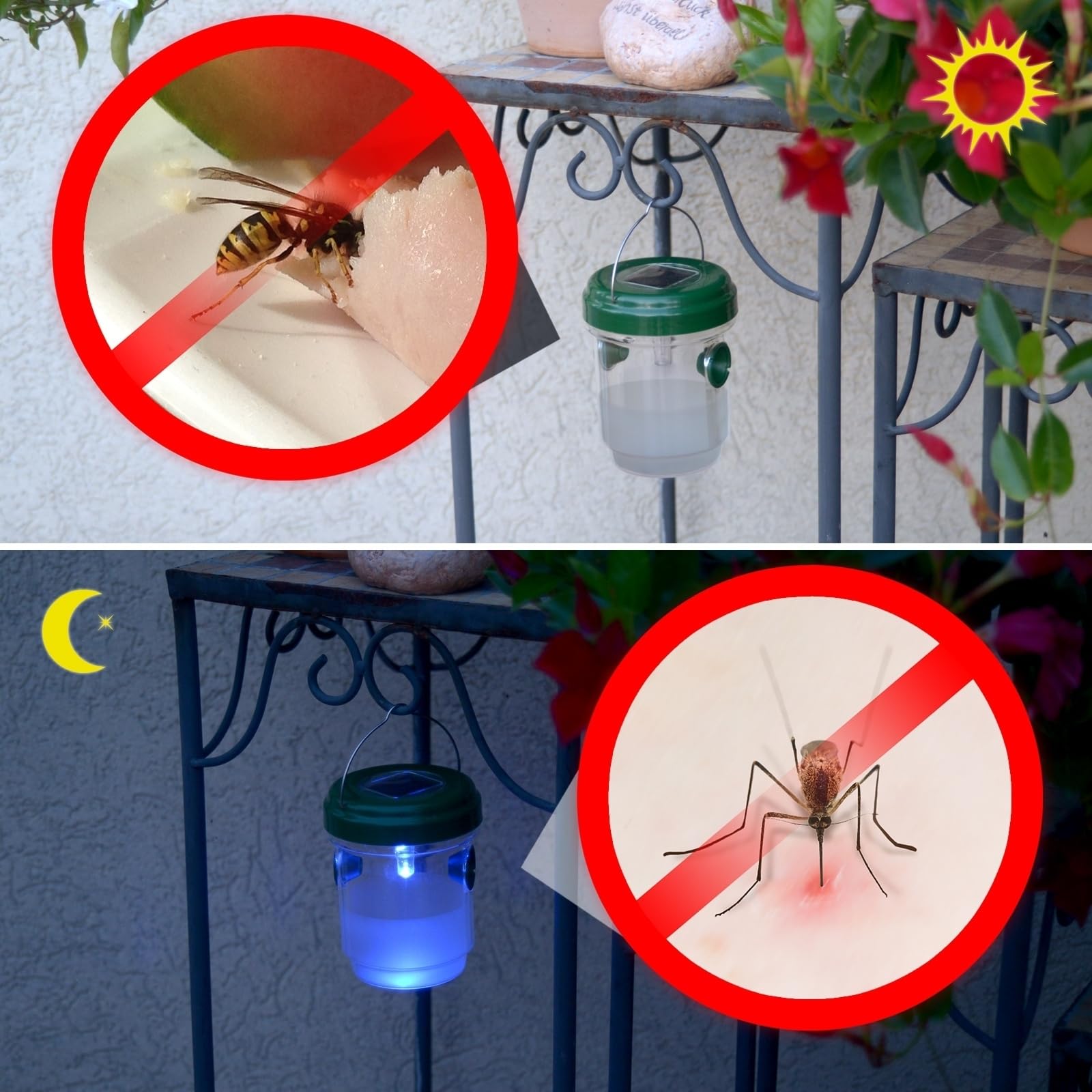 GARDIGO Pièges Solaires à Guêpes & Moustiques Lot de 4
