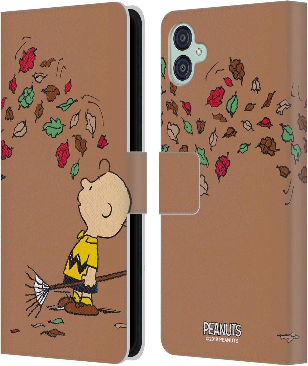 Head Case Designs Officially Licensed Peanuts Autumn Charlie Brown Leather Wallet Case Compatible with Samsung Galaxy M04 5G / A04e