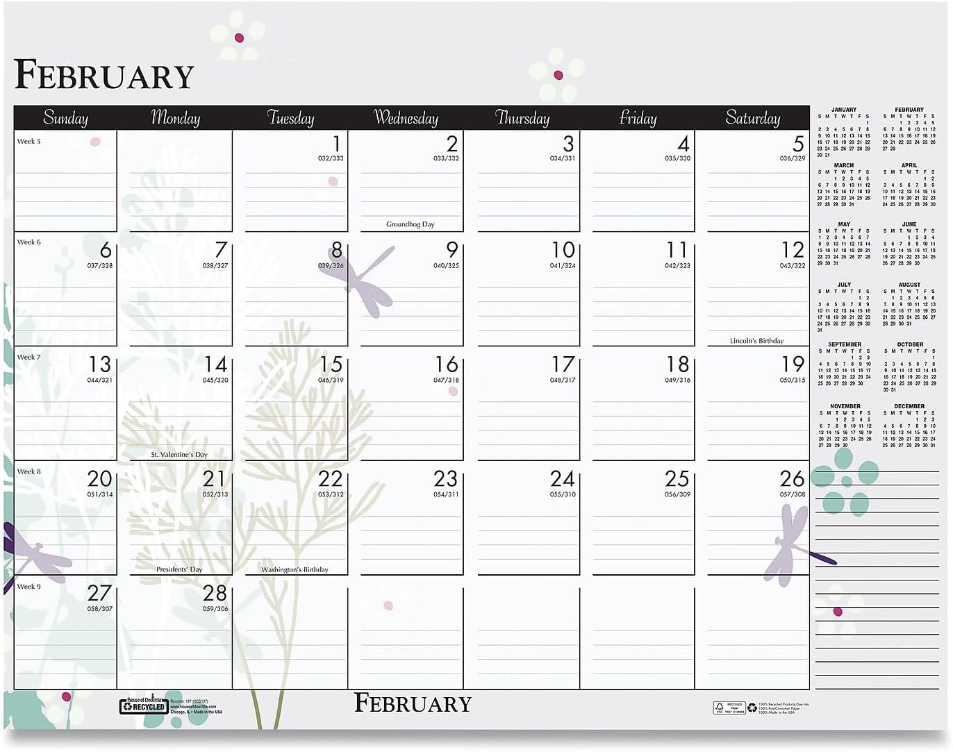 House of Doolittle 2024 Monthly Desk Pad Calendar, Wildflower, 18.5 x 13 Inches, January - December (HOD1976-24)