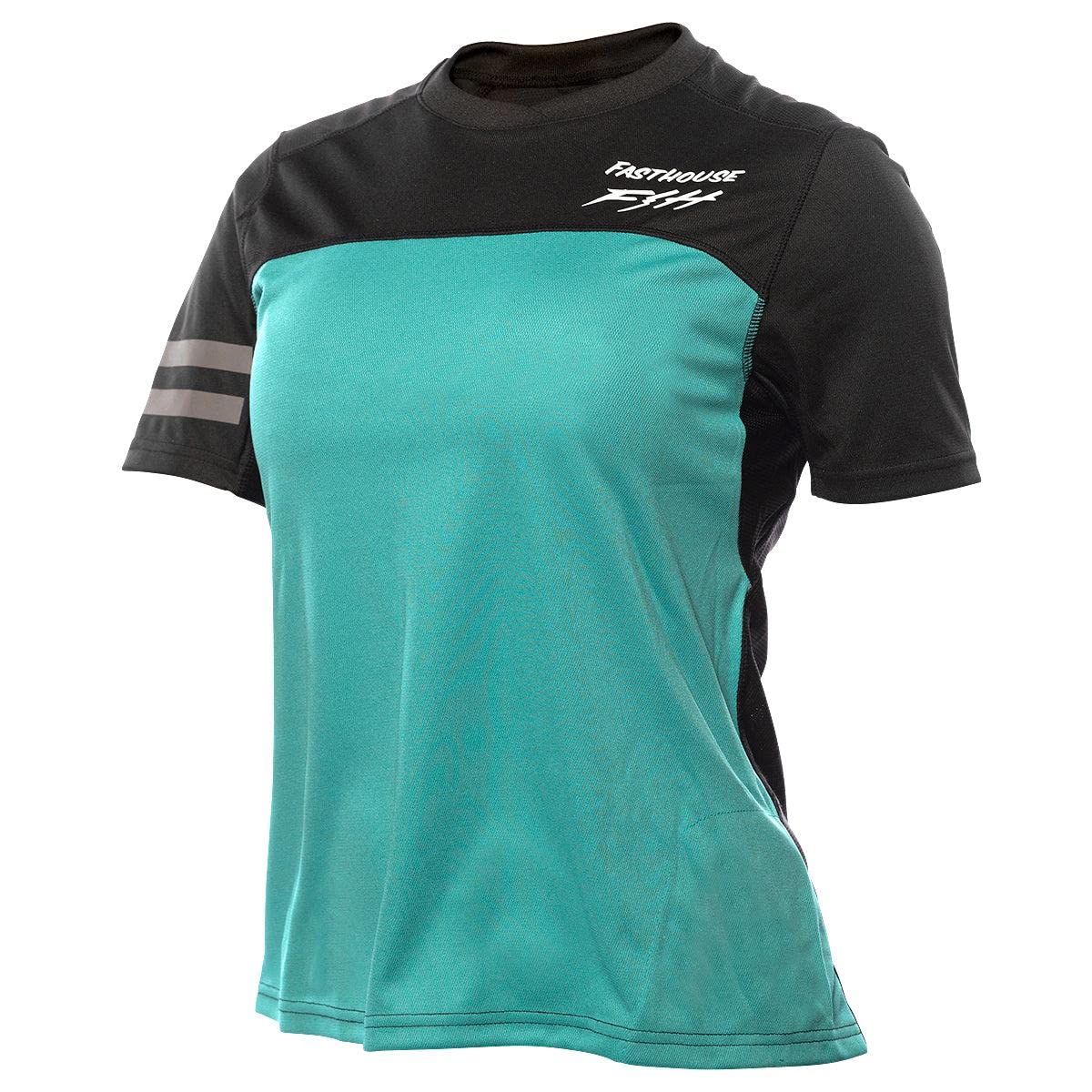 FASTHOUSE Women's Alloy Sidewinder Short Sleeve Jersey (Black/Teal, Small)