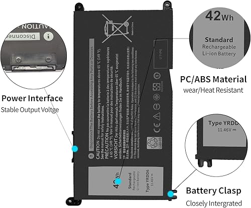 Vista 3 de Batería YRDD6 de 42 Wh para Dell Inspiron 5591 5491 5481 5482 5485 7586 2 en 1 15 3501 3582 3583 3584 3593 5584 5585 5590 5590 5599 3 559 4 5598 14