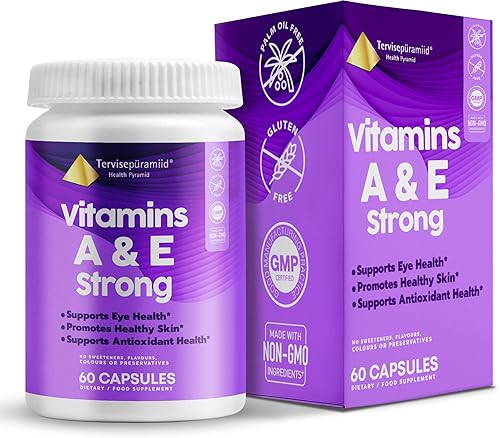 Health Pyramid Vitaminas A y E fuertes para una visión saludable y una piel saludable apoya la salud ocular, la salud ósea, la textura de la piel,