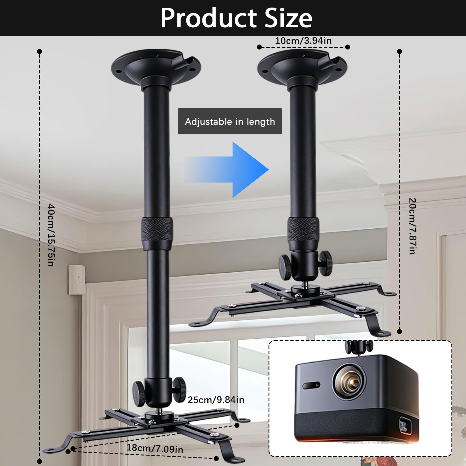 Support Videoprojecteur Plafond, Support Retroprojecteur Mural Universel
