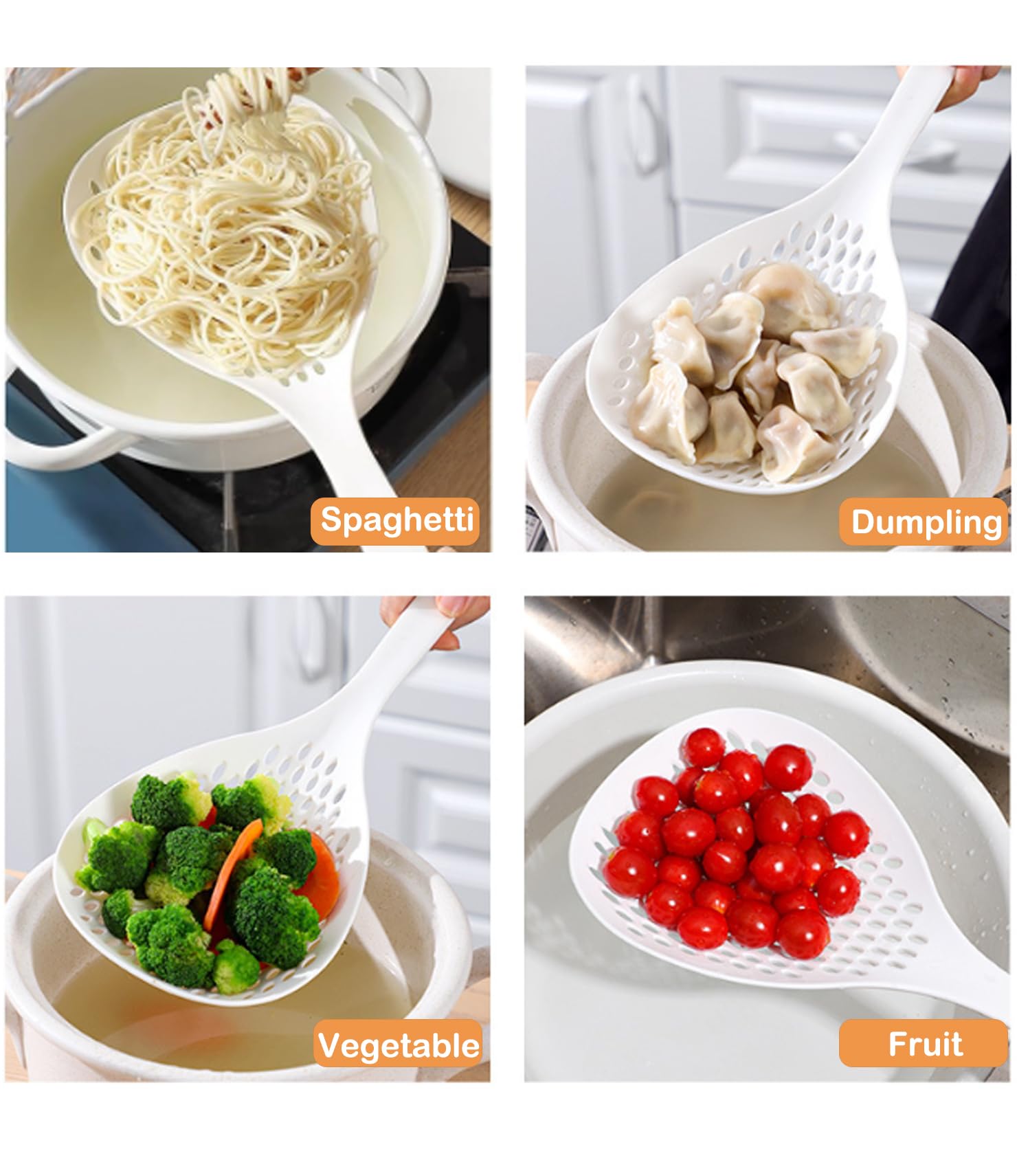 Espumadera ranurada Spider Strainer, Profesional Colador y Escurridor agua, Espumadera Colador de Cocina, Rasera Cocina alta Resistencia al Calor, Apta para Lavavajillas, 2 piezas