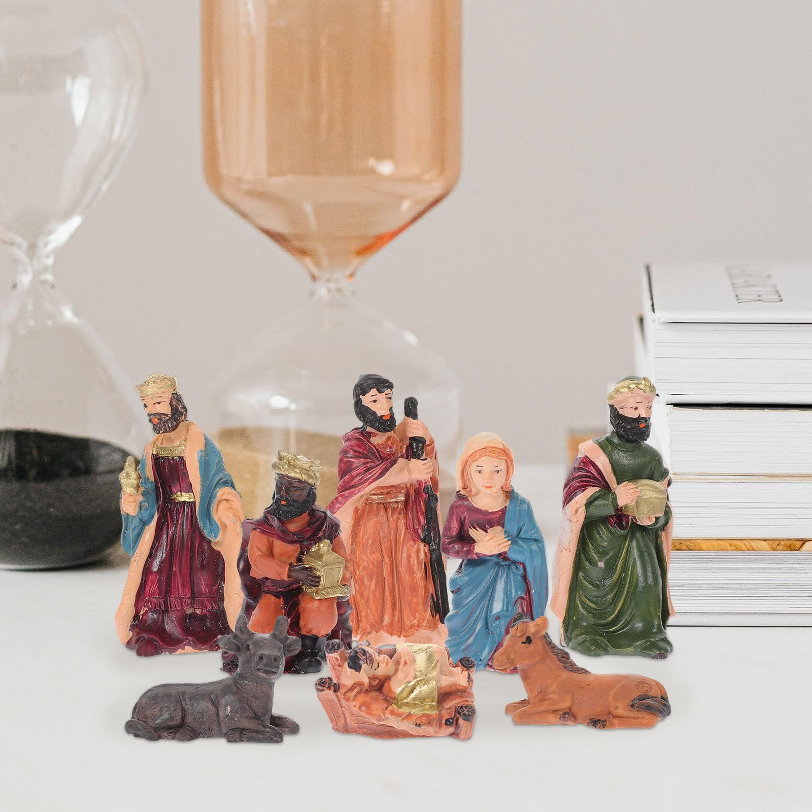 TOYANDONA 4 Sets Kleines Krippenset aus Kunstharz, für Büro und Kirche