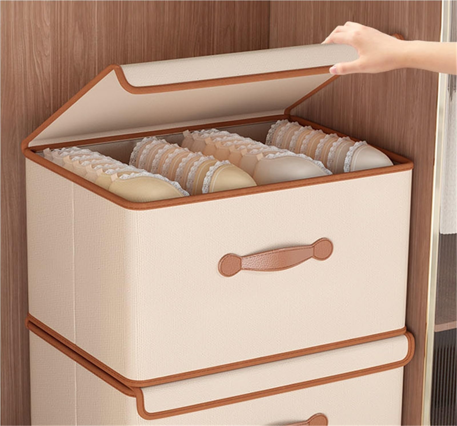 Bolsas Almacenaje Ropa Caja De Almacenamiento Plegable For Guardarropa con Tapa, Caja De Almacenamiento De Ropa con Asa Organizador Armario para Edredones(56cm)