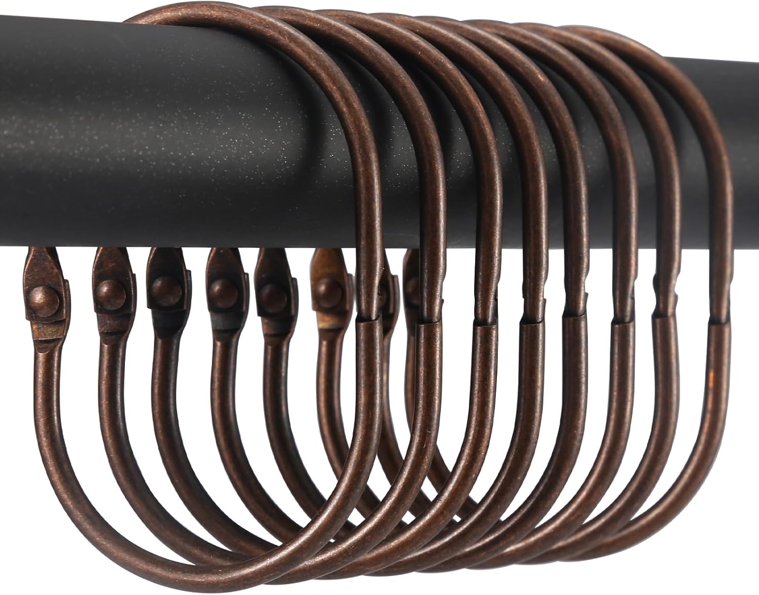 Goowin Shower Curtain Rings, 12 Pcs Shower Curtain Hooks, Oval Snap