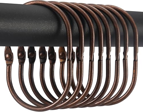 Goowin Anillos de cortina de ducha, 12 ganchos para cortina de ducha, anillos de ducha ovalados a presión para cortina, anillos de cortina de ducha