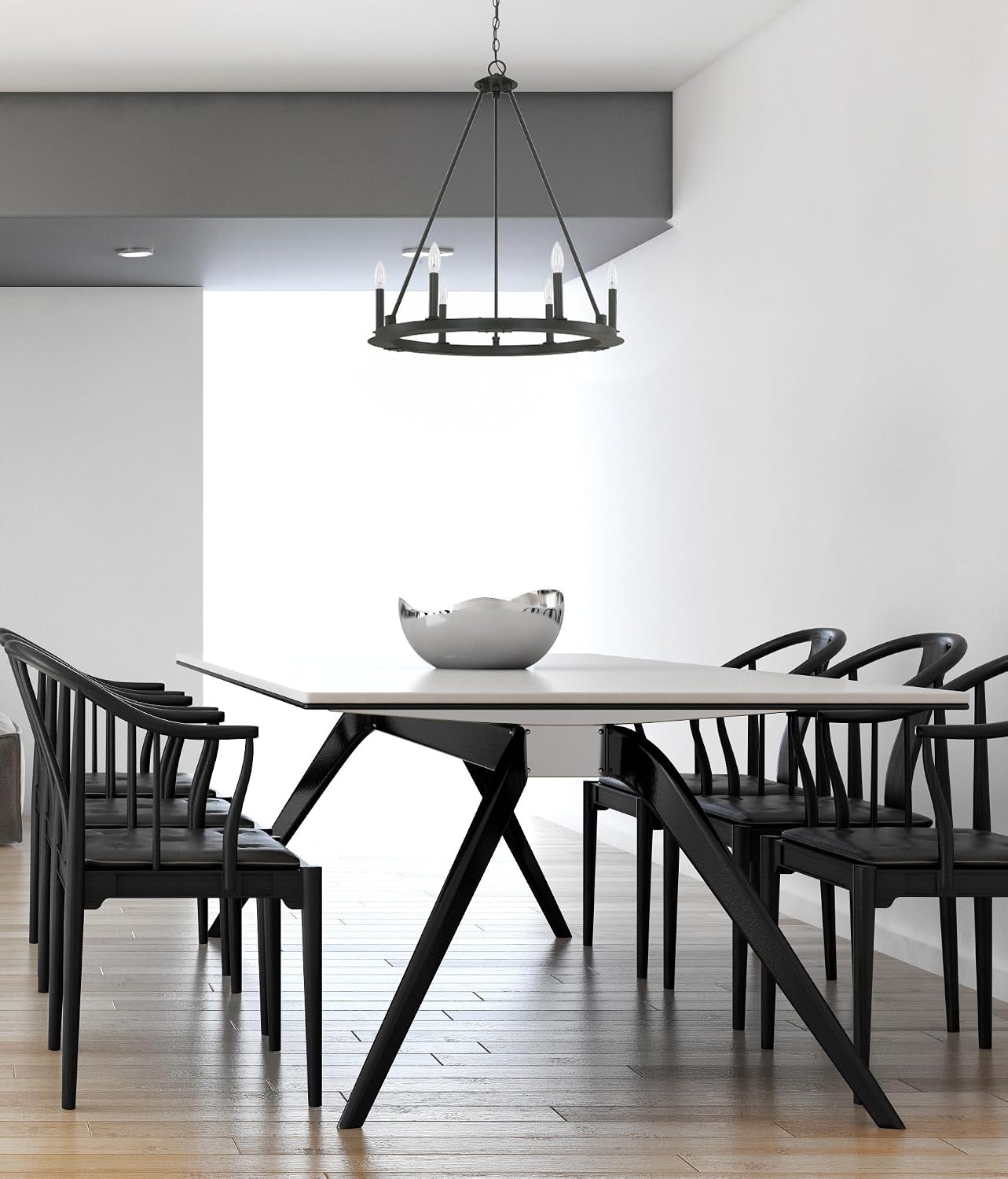 Capital Lighting 4916BI-000 Pearson Urban/Industrial Minimalistic Candle Chandelier, 6-Light 360 Total Watts, 31" H x 26" W, Black Iron