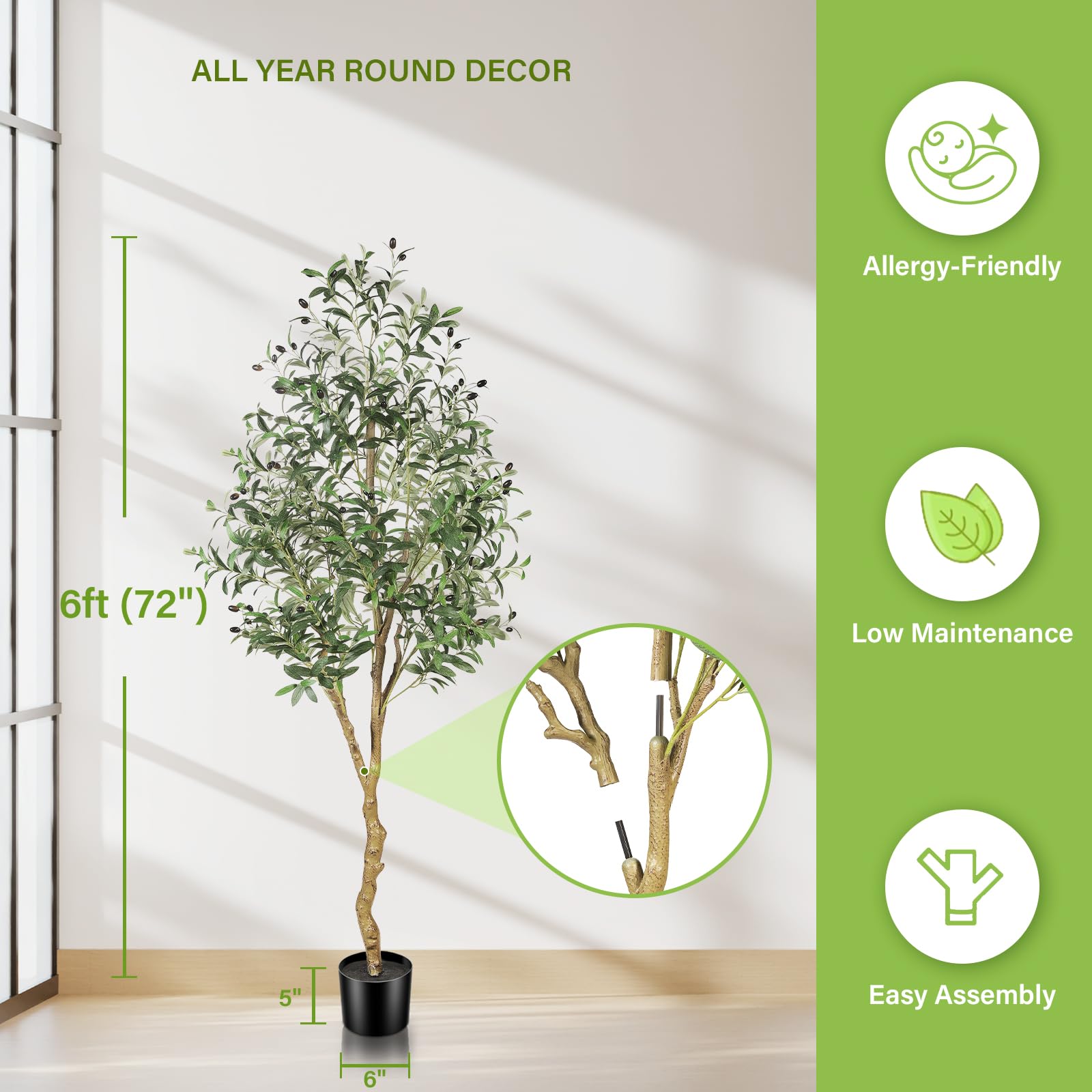 Amazon|FEELEAD フェイクグリーン オリーブの木 人工観葉植物