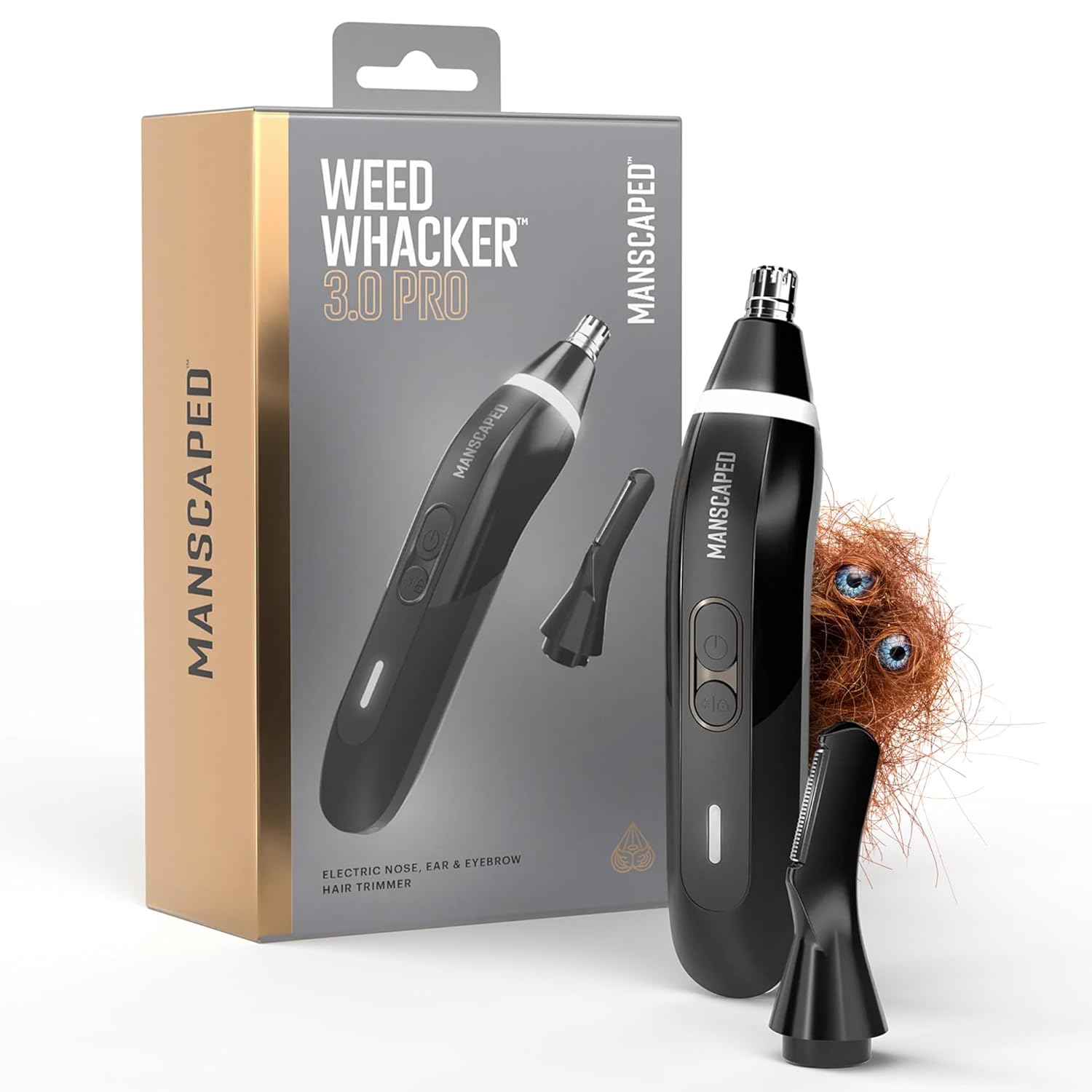 MANSCAPED Weed Whacker 3 0 PRO - Mens Electric Nose Ear Eyebrow Hair Trimmer SkinSafe Dual-Head System LED