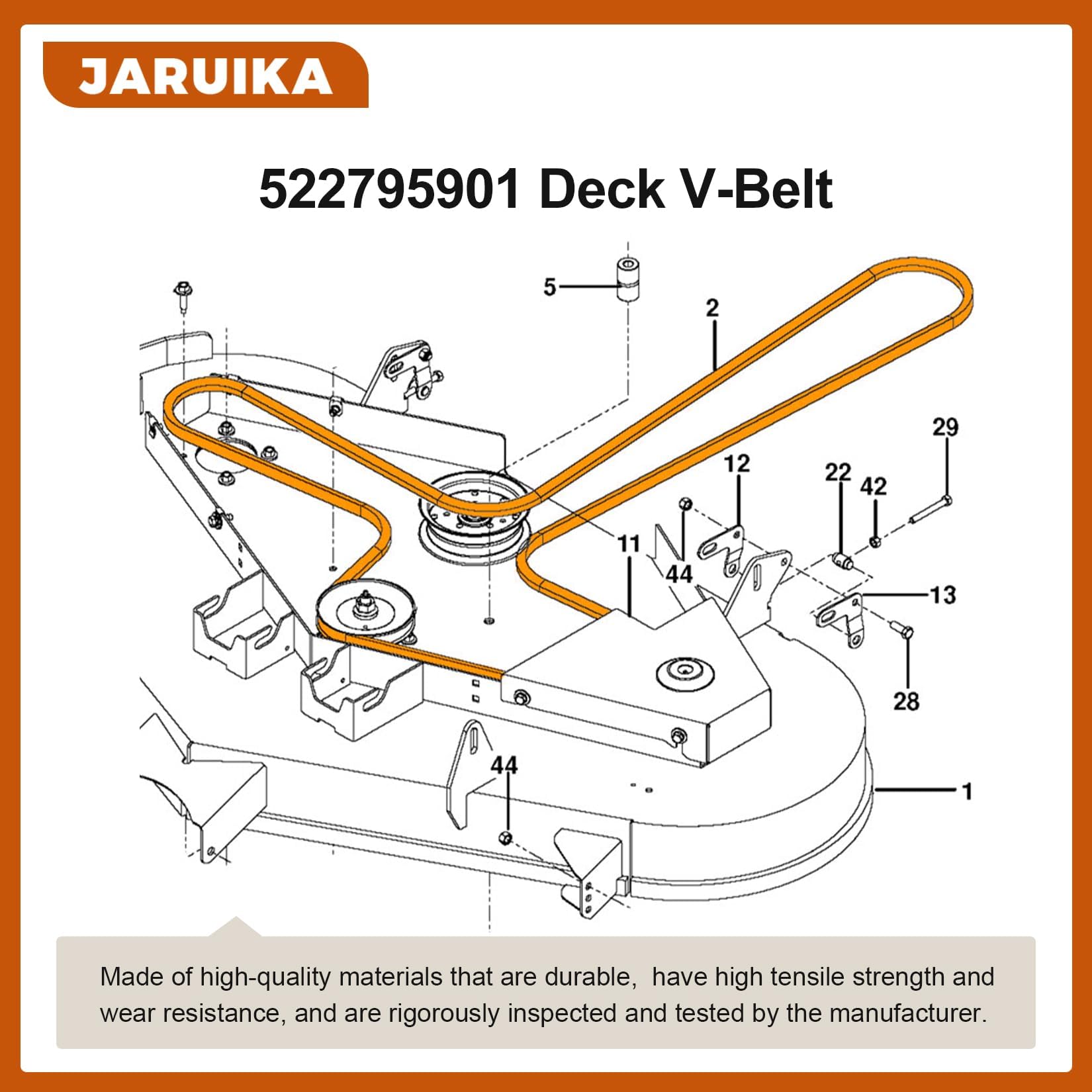 522795901 - Correa de repuesto para cortacésped Husqvarna 522795901 539104335 Dixon 522795901 Ferris 5100003 (5/8 pulgadas x 163 1/2 pulgadas)