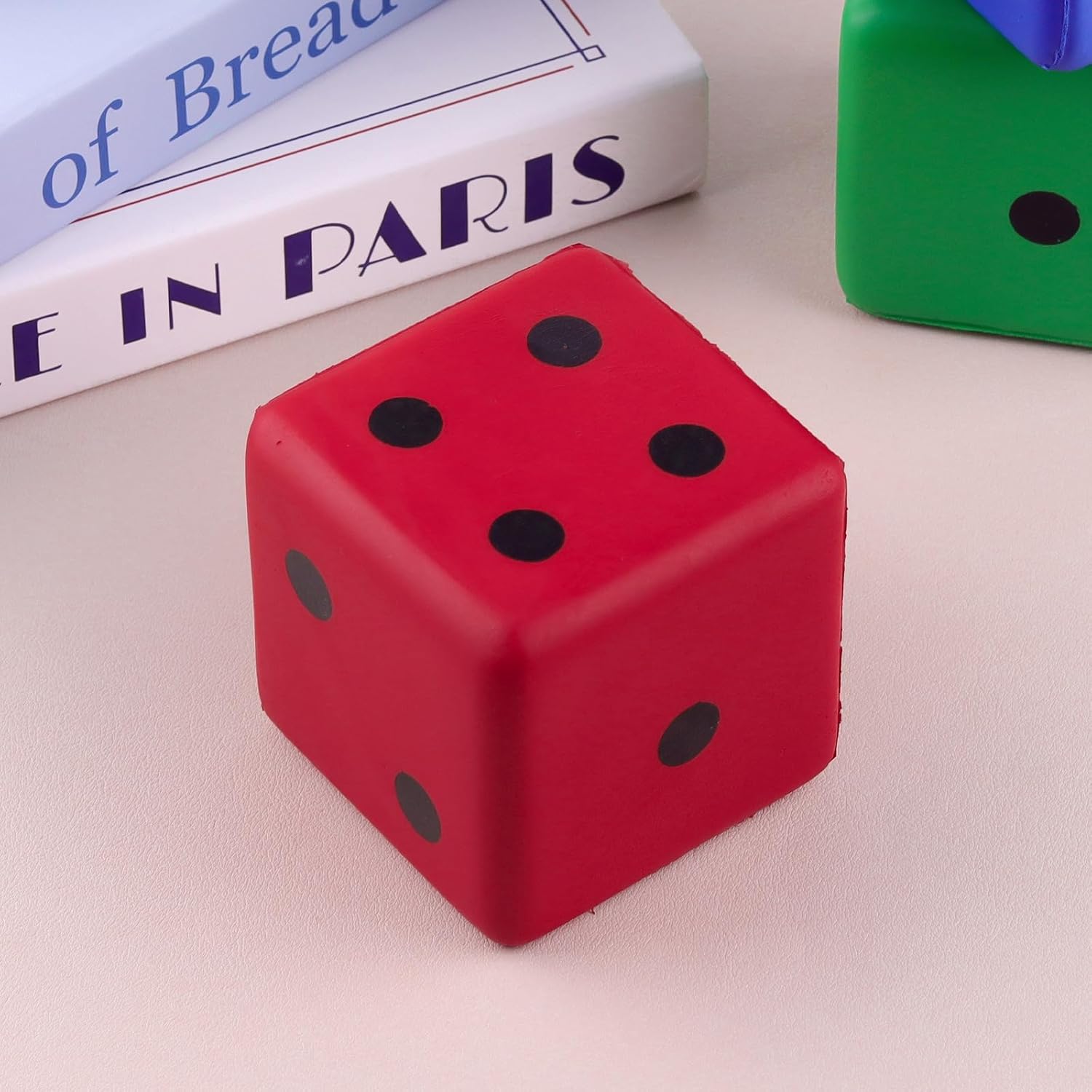 Anboor Large Foam Dice for Adults Kids - 3.15" Jumbo Big Colorful Dice Giant Soft Fun for Game Nights & Classroom Activities (Red)