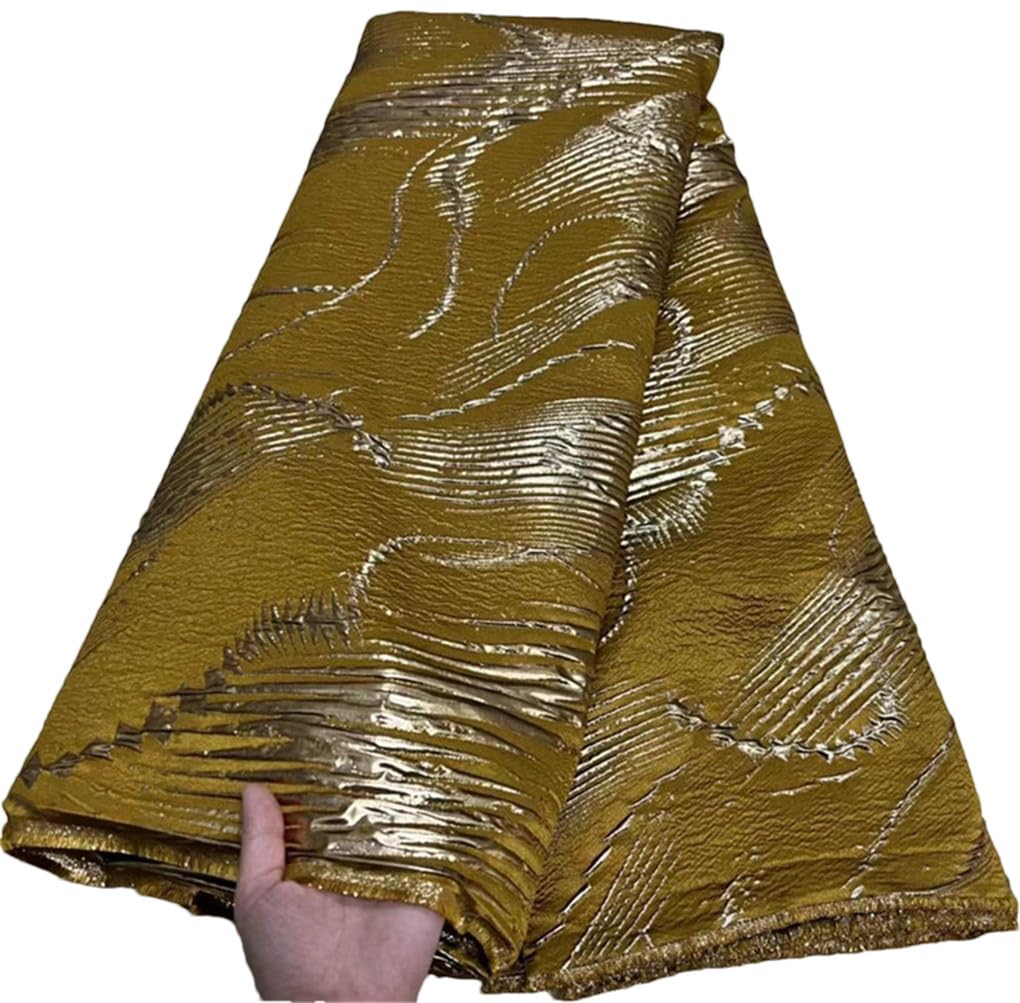 Tissu De Brocart Africain Damassé Jacquard Matériel Nigérian Dorure Dentelle Tissu Floral Brocart Tissu 5Yard Pour Robe