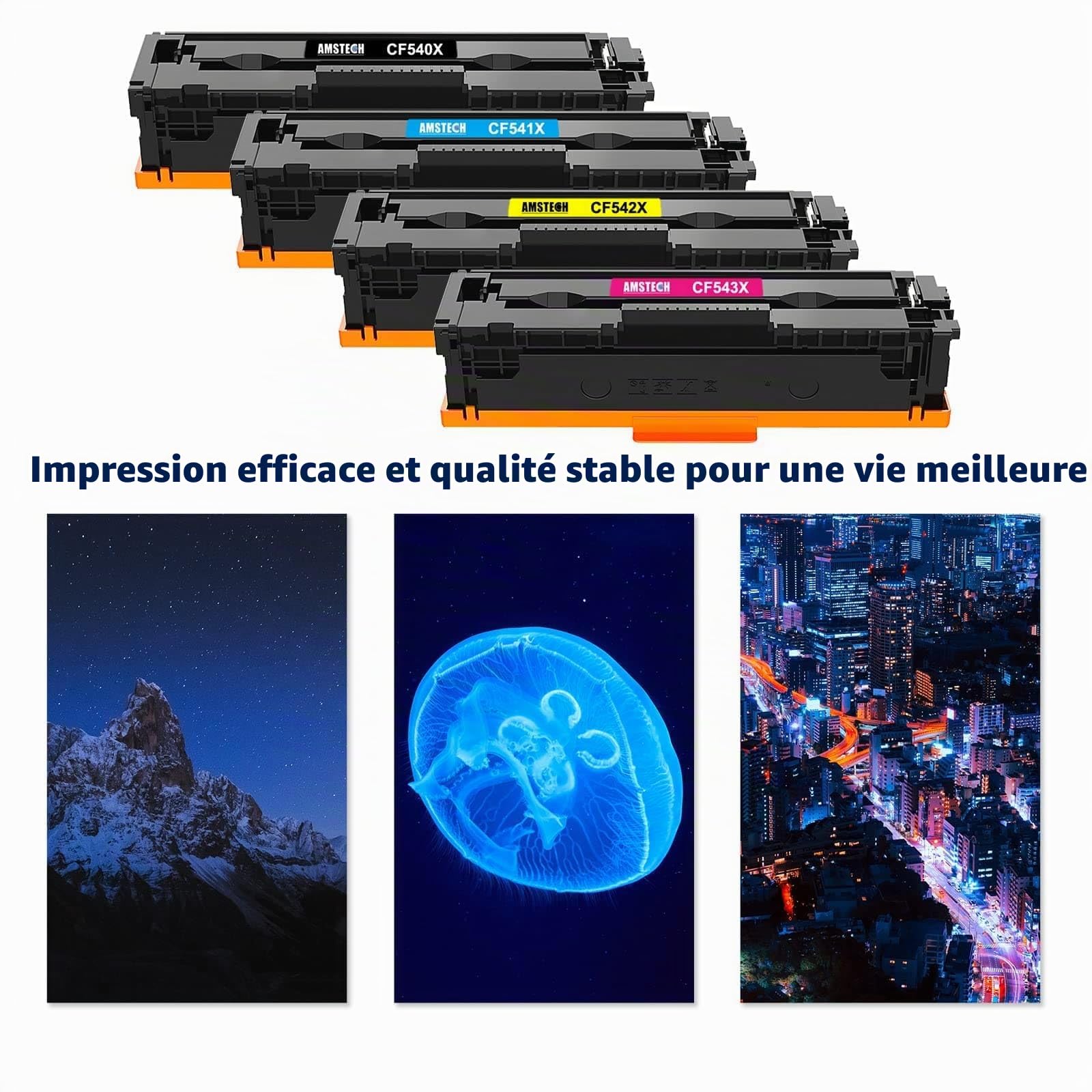 Amstech 203X 203A MFP M281fdw Cartouches de Toner CF540X CF540A 4-Pack | Compatible pour HP Color Laserjet Pro MFP M254dw M281fdn M281cdw M280nw M254nw M254dn M281 M254 M280 Noir Cyan Jaune Magenta