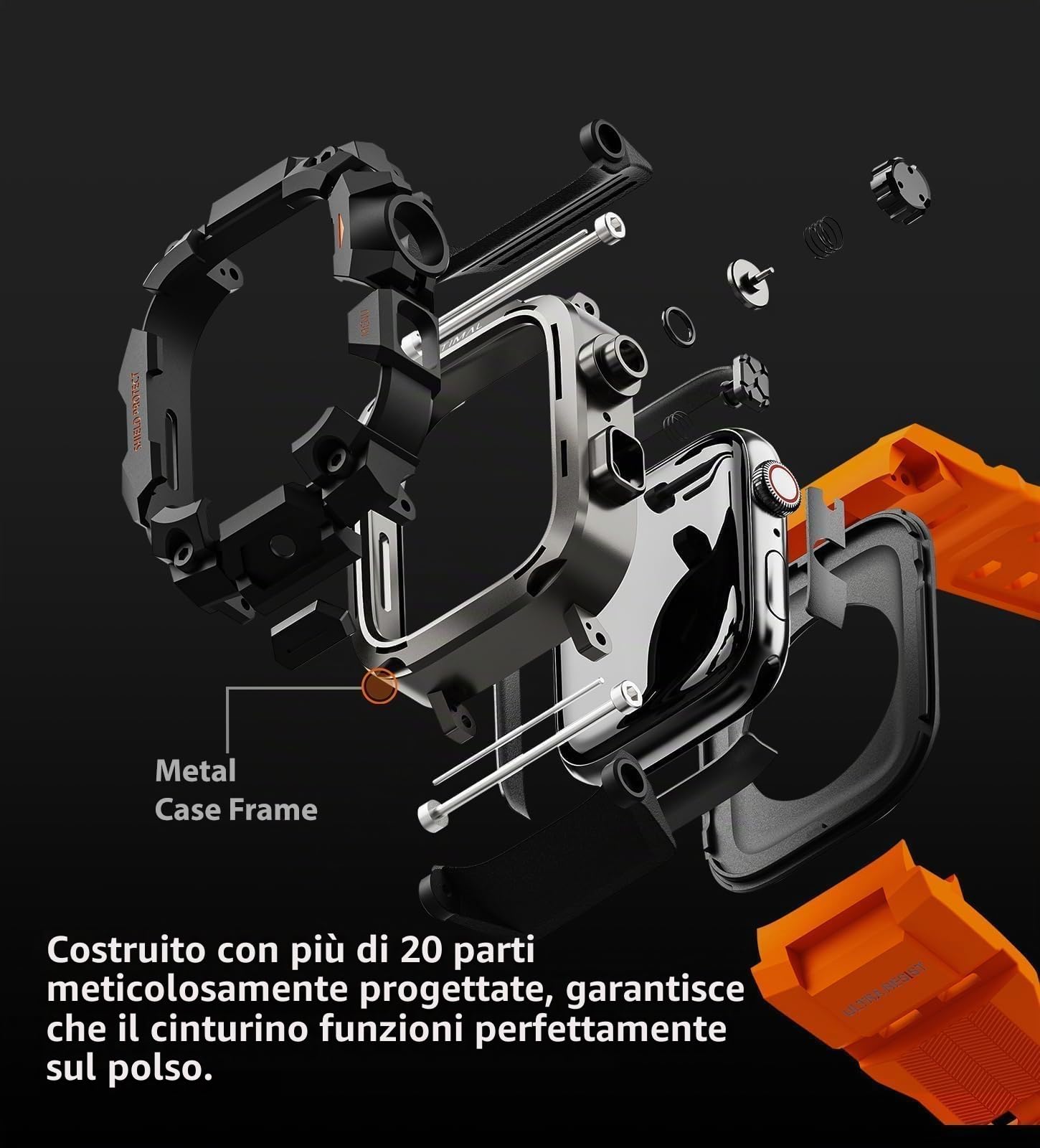 ULTIMAL Cinturino sportivo compatibile con Apple Watch da 44 mm/45 mm, custodia protettiva militare, robusto cinturino in TPU per iWatch serie 9, 8, 7, 6, 5, 4, SE