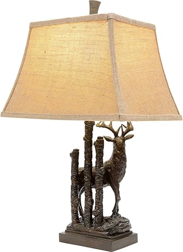 Vista 14 de BLACK FOREST DECOR Antler Lodge Uplight Lámpara - Lámpara rústica de Lodge con globo de vidrio sembrado