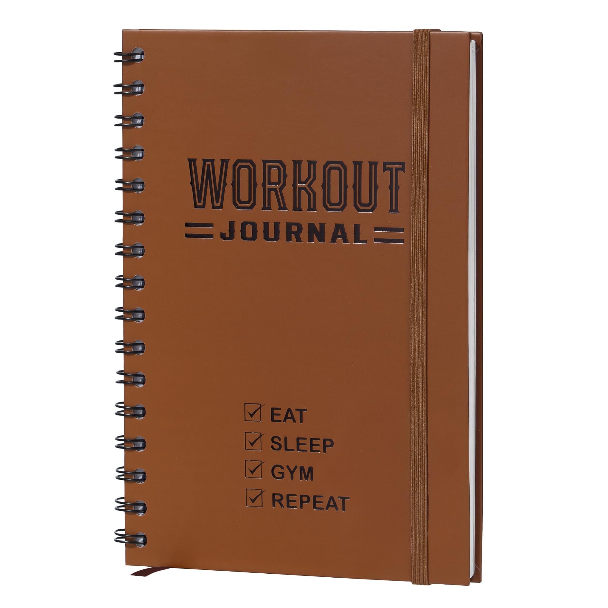 Nextnoid Hardcover Fitness Journal Workout Planner for Men & Women - A5 Sturdy Workout Log Book to Track Gym & Home Workouts - Brown