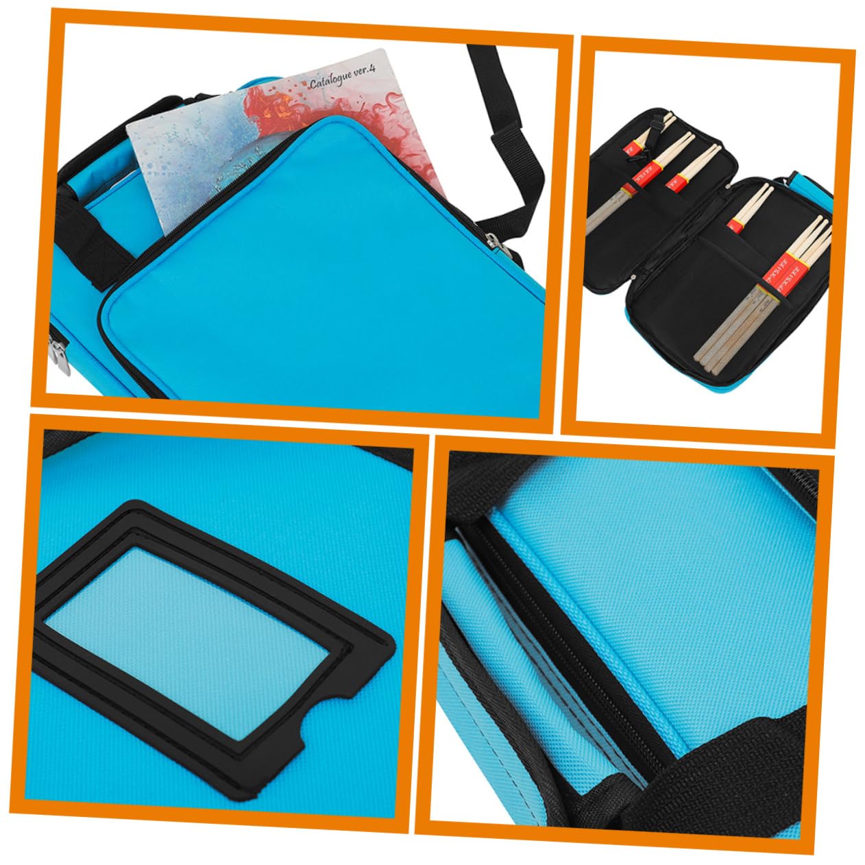 Borsa per Bacchette Batteria in Oxford Blu, Tracolla | Design Ergonomico, Trasporto Comodo, Superficie Antiabrasione e Antimacchia, Maniglie a Mano