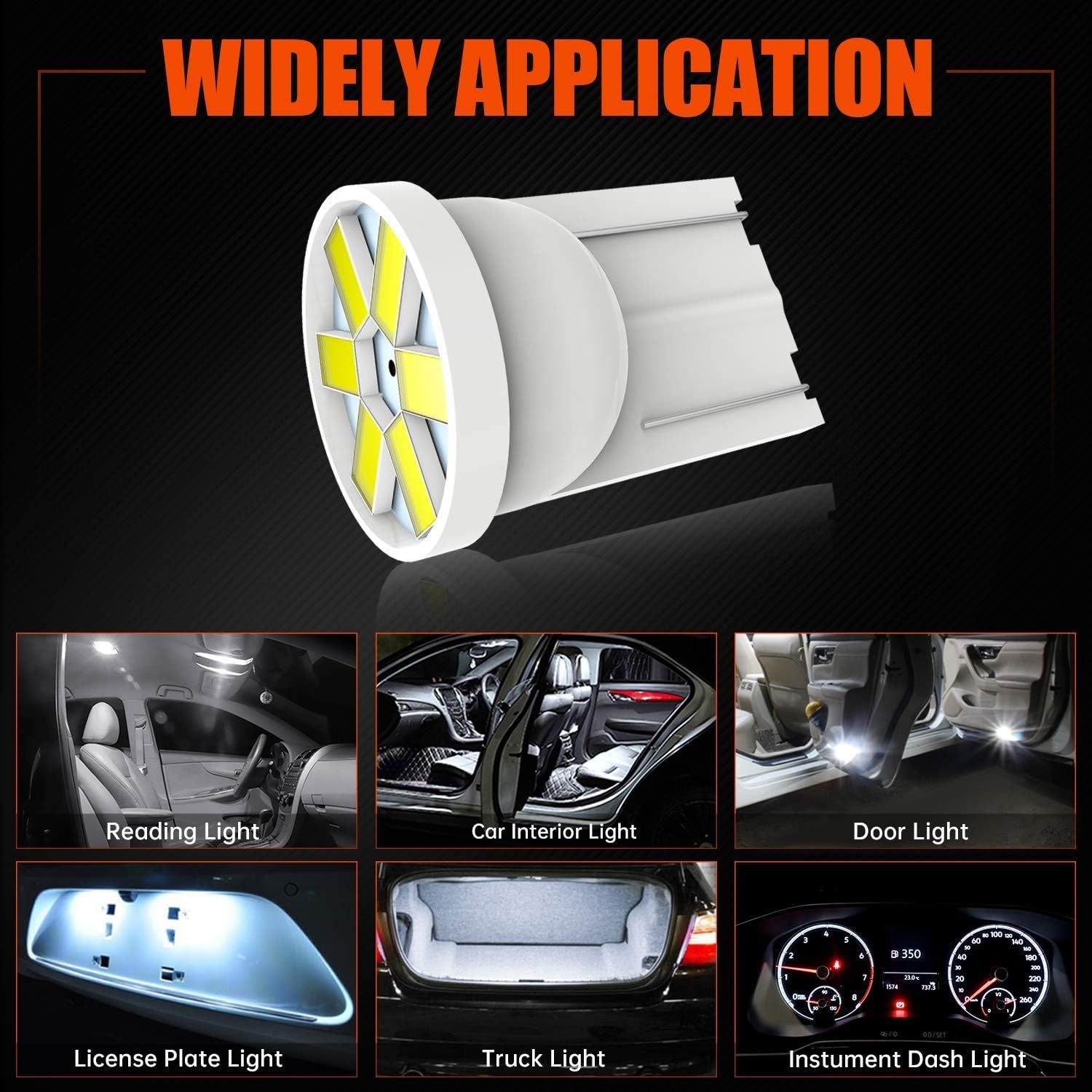 cciyu 10 Pack White T10 PC168 6-3020-SMD Led Lighting Bulbs Instrument Cluster Twist Lock