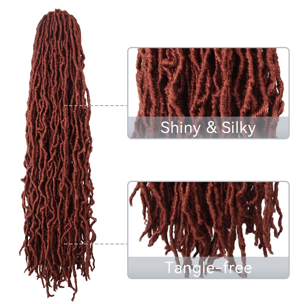 Niseyo Faux Locs Crochet Hair 36 Inch Soft Locs, 6 Packs Long Crochet Locs Pre Looped Crotchet Straight Synthetic Hair Extensions (350#, Ginger Red)