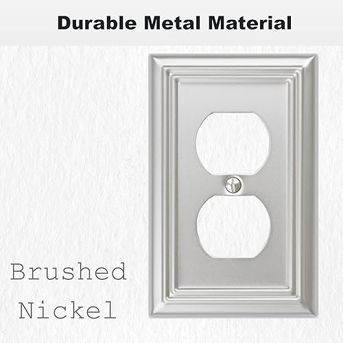 Vista 59 de Adler - Cubierta cuádruple para interruptor de luz decorativa Adler, placa de pared de metal, paquete de 2 unidades, níquel cepillado de 4
