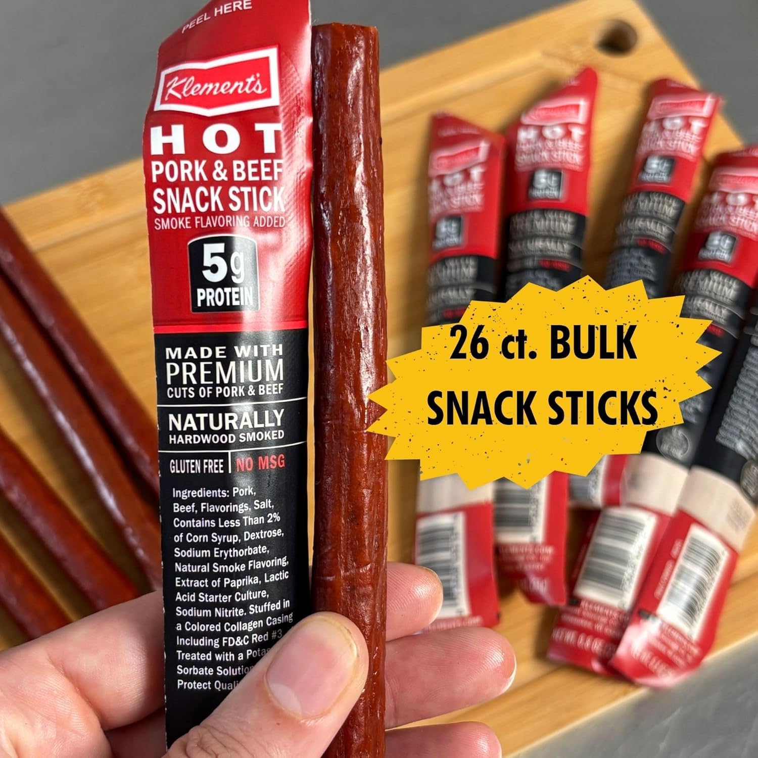 Jerky.com Hot Jerky Sticks - 26 Pack | Pork and Beef Jerky Sticks | High Protein, Keto Friendly, Low Carb, Gluten Free, No MSG | Individually Wrapped Jerky Gifts for Men