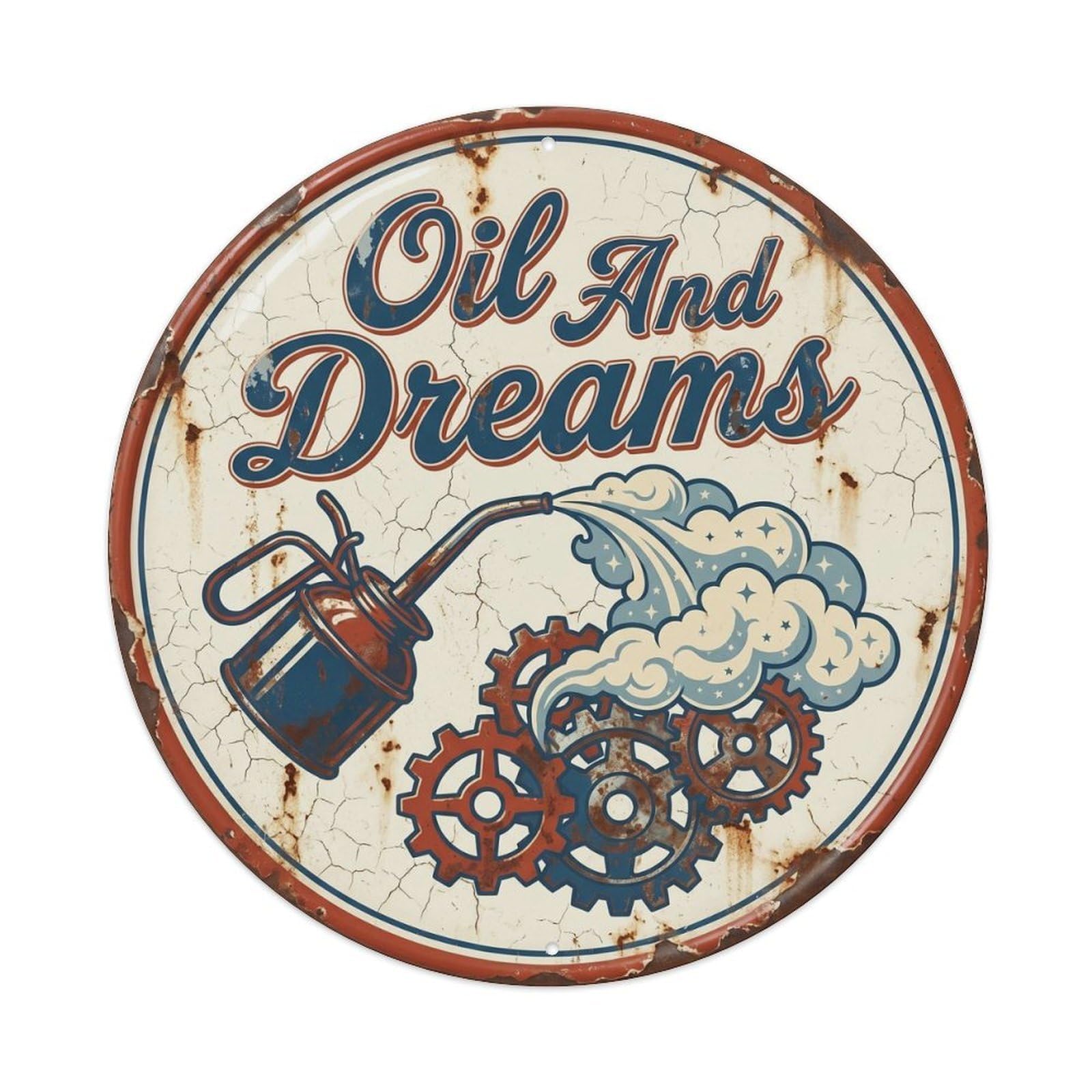 Olhnbad Style Oil And Dreams Garage Motor Enamel Quote Metal Tin Sign