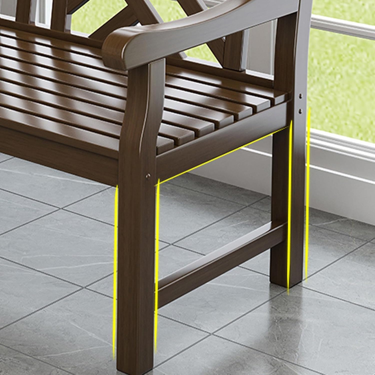 Weatherproof Patio Garden Bench, Outdoor Loveseat Chair with Backrest & Armrest, 2-Person Seating for Porch & Poolside, Durable Brown Park Furniture