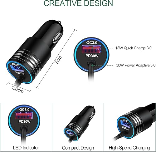 Miniatura 4 de Cargador de coche USB C, cargador de teléfono de coche de carga rápida para Samsung Galaxy S23S22S21A14A13A53, Google Pixel 7 Pro, iPhone, Android,