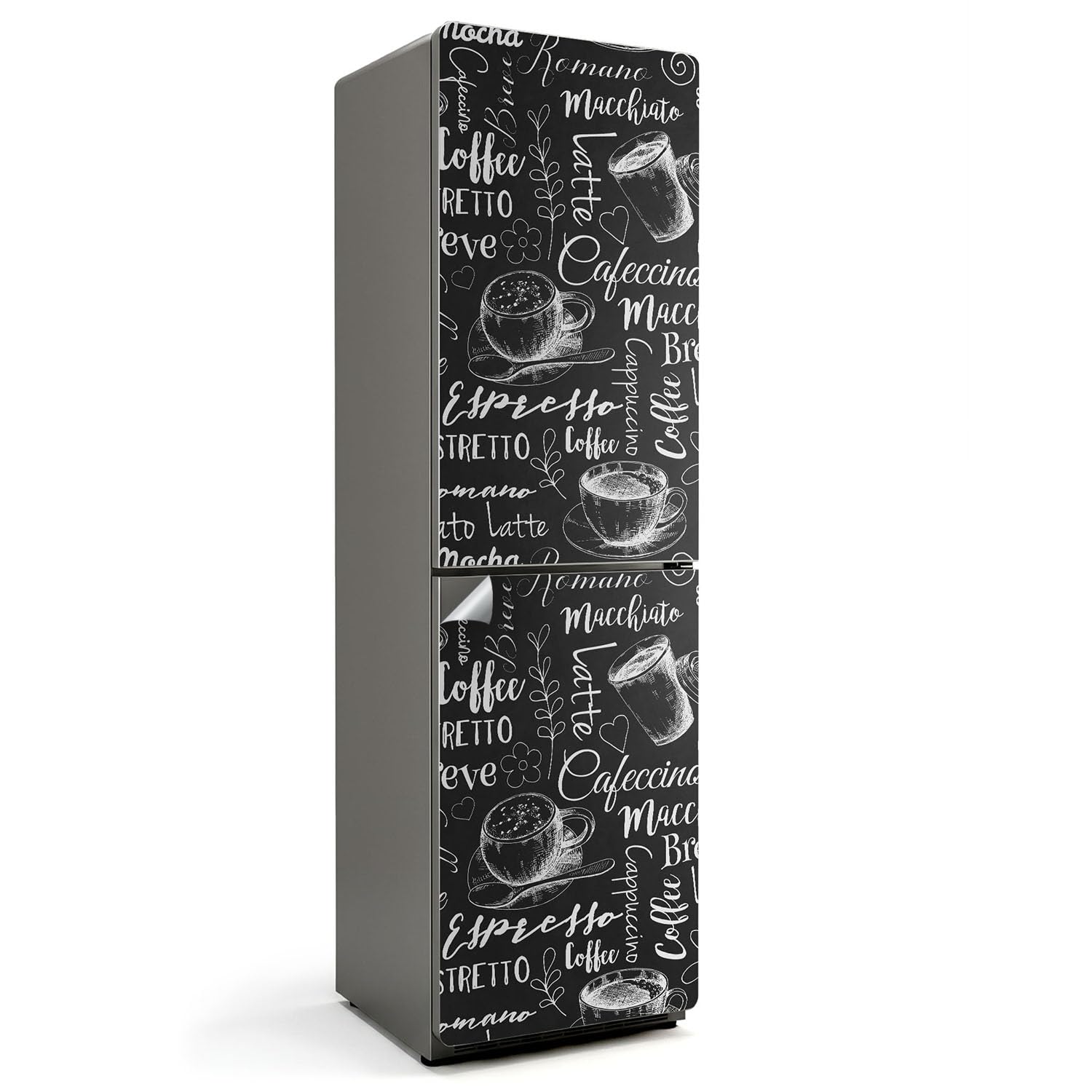 Pegatinas para Puerta de Frigorífico 60x205 Cocina con Encanto de Tazas de Café